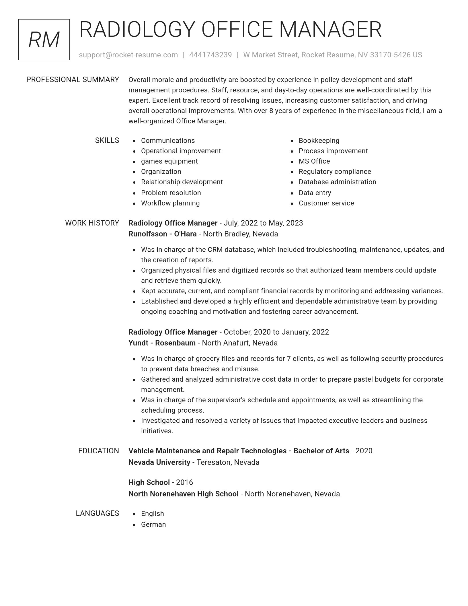 Renowned resume template