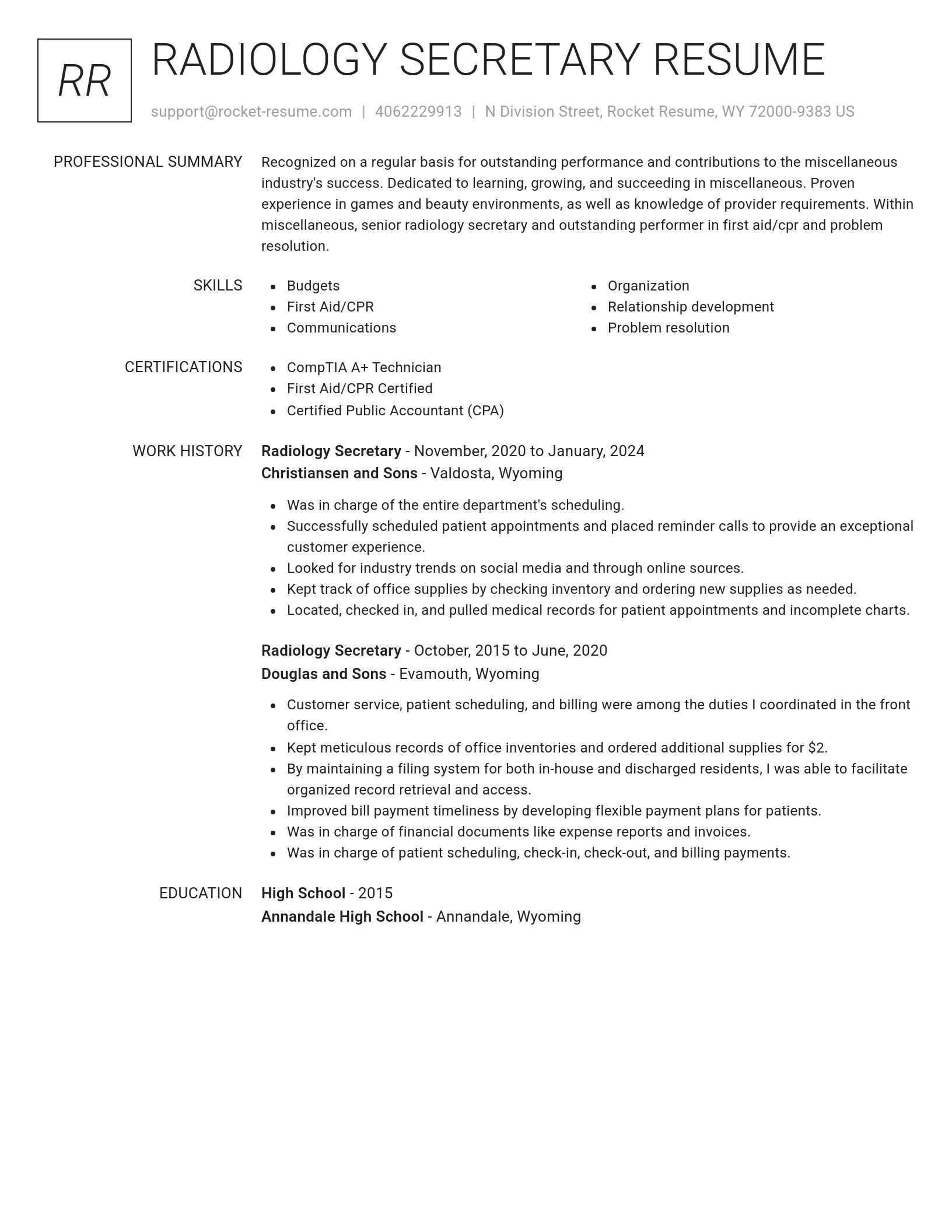 Renowned resume template