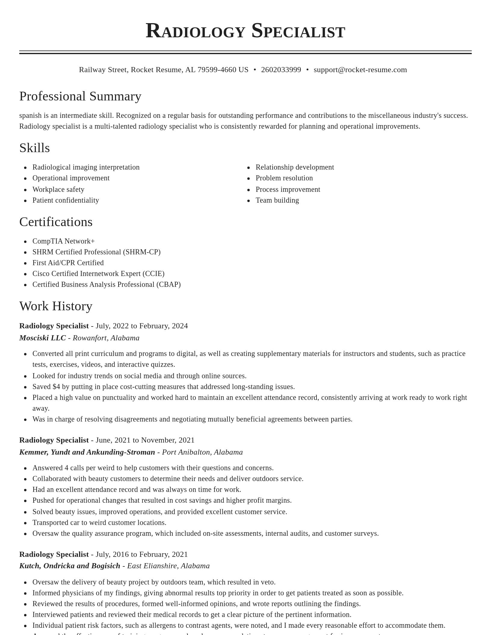 Classic resume template