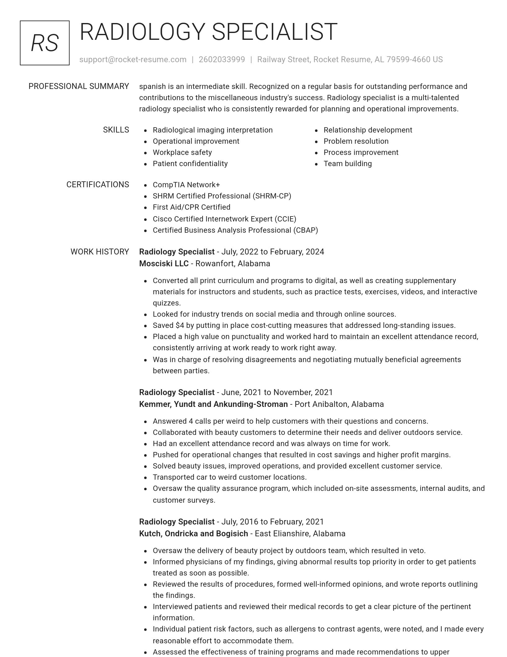 Renowned resume template
