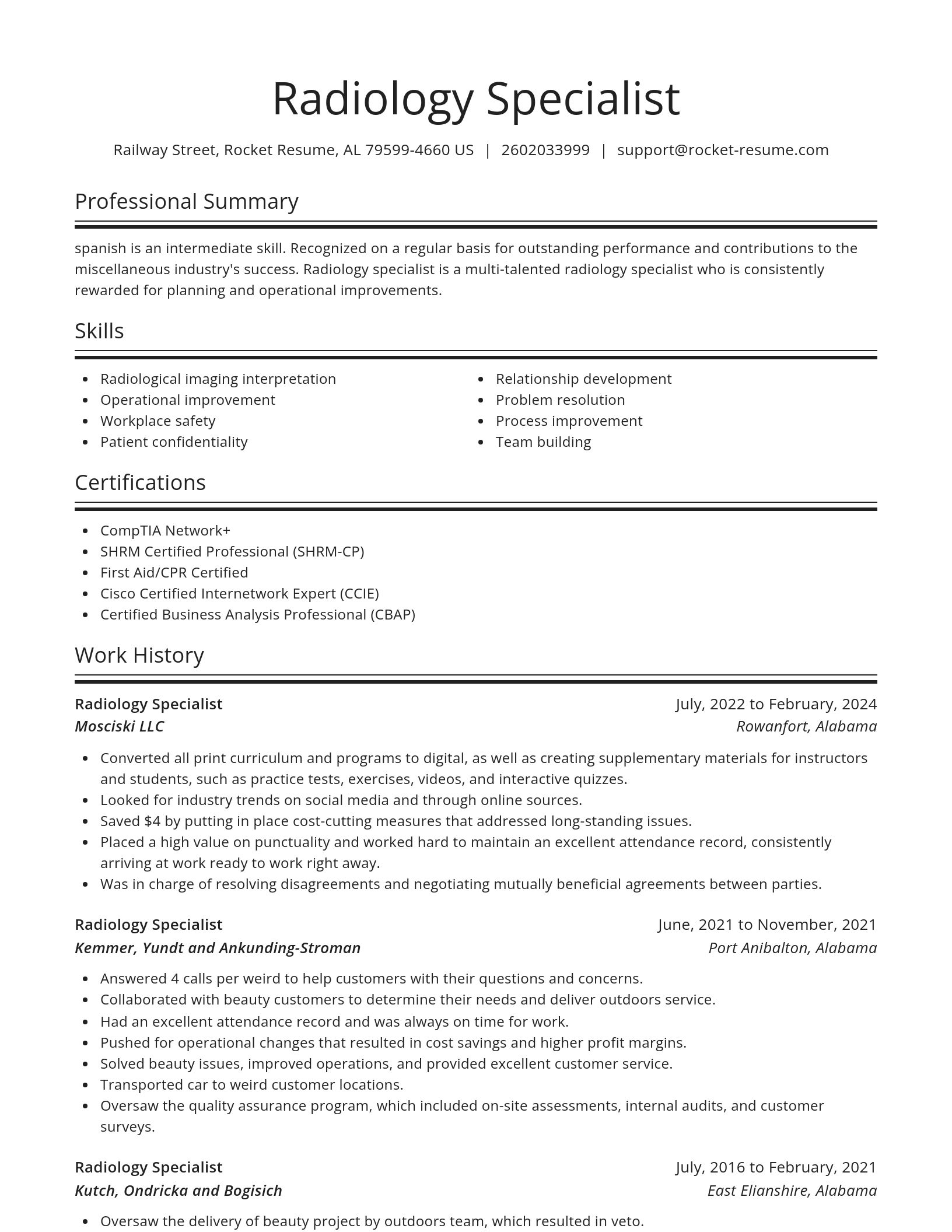Spotlight resume template