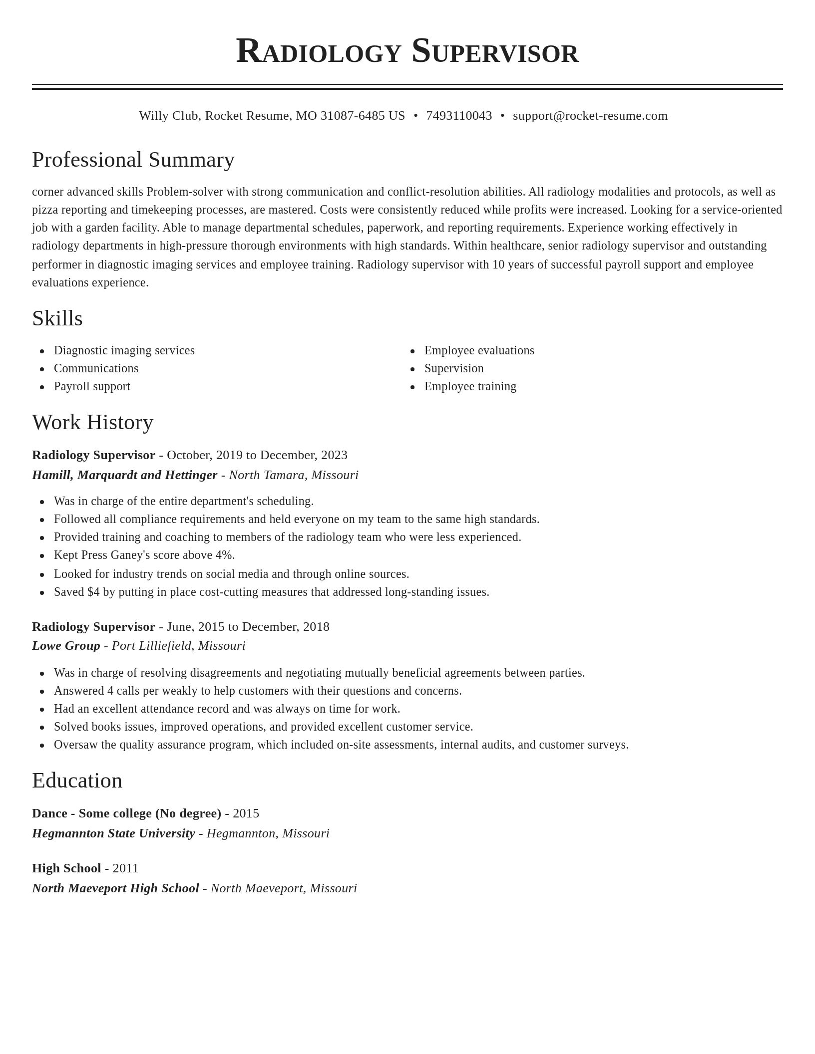Classic resume template