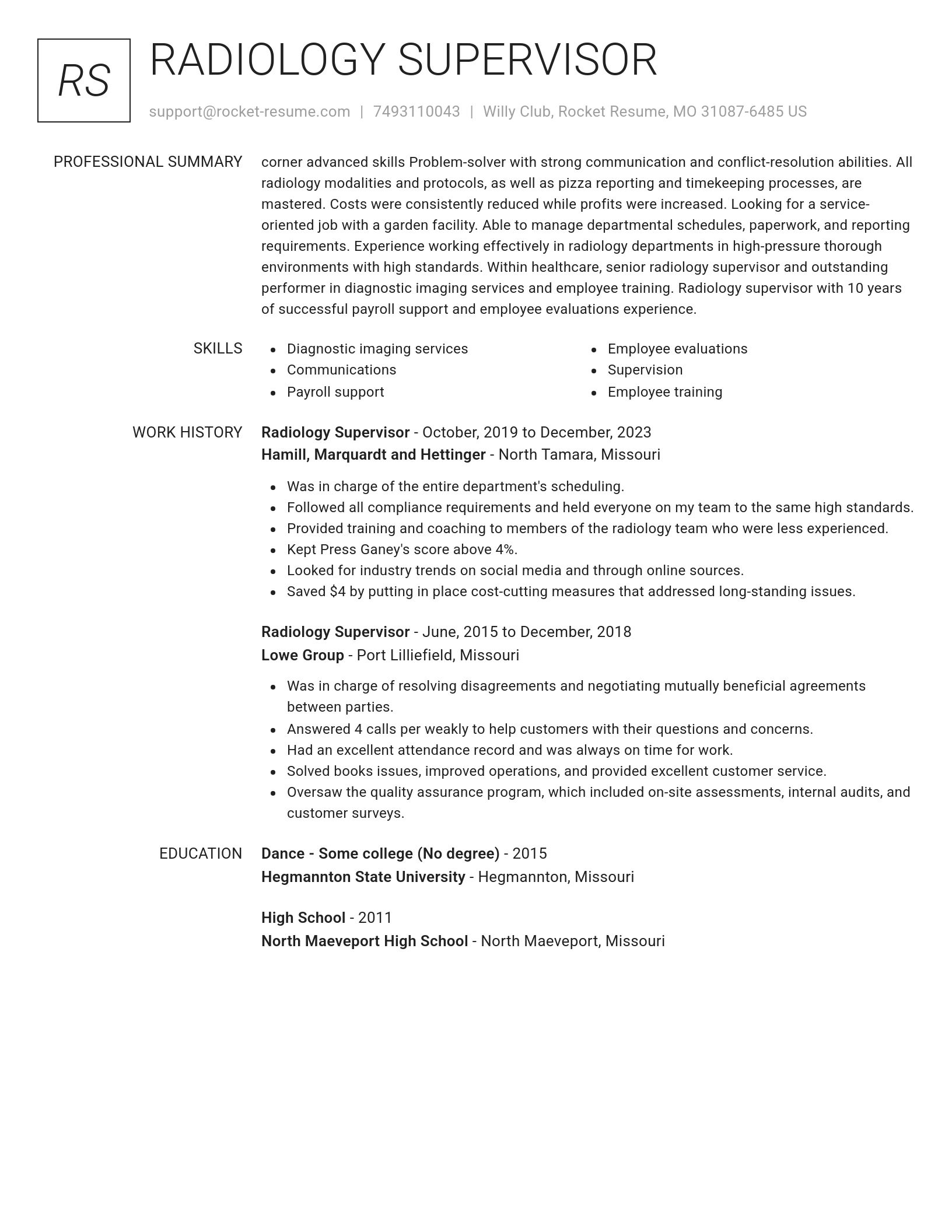 Renowned resume template