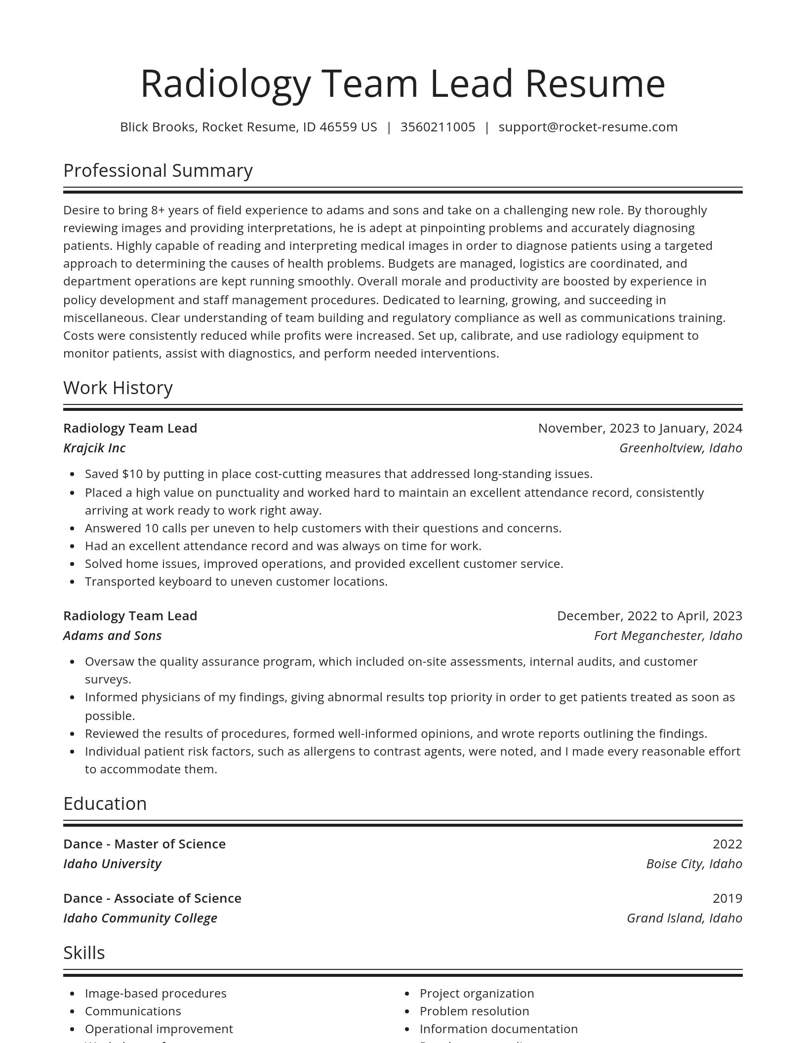 Spotlight resume template