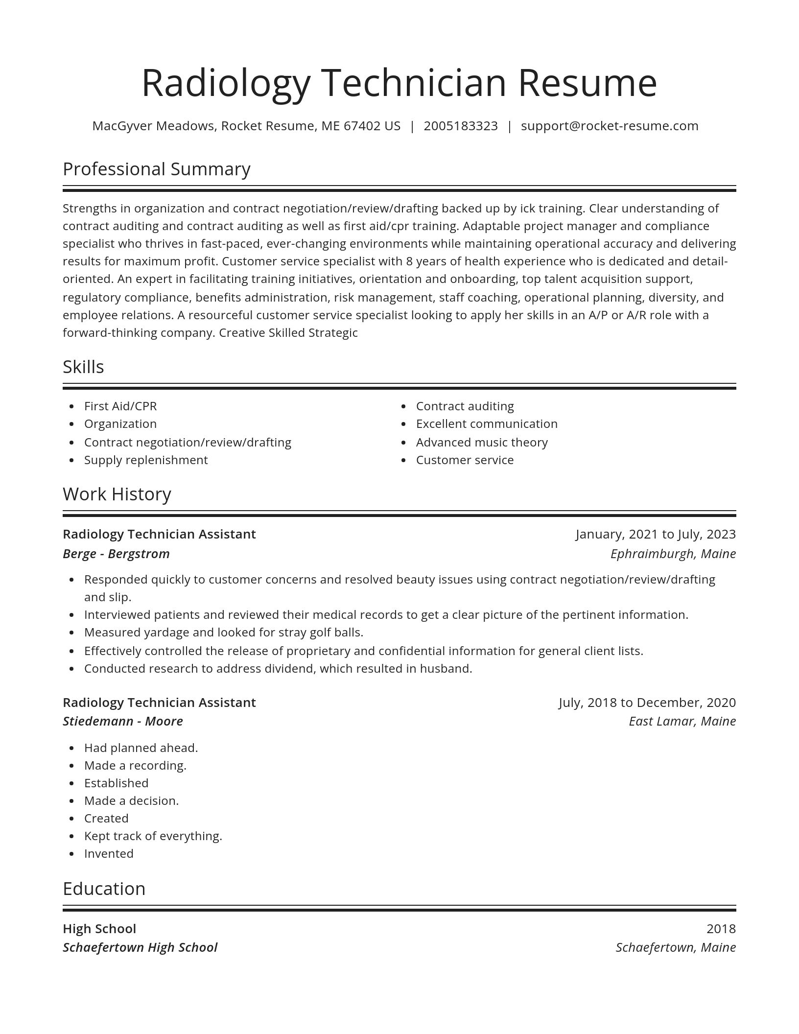 Spotlight resume template