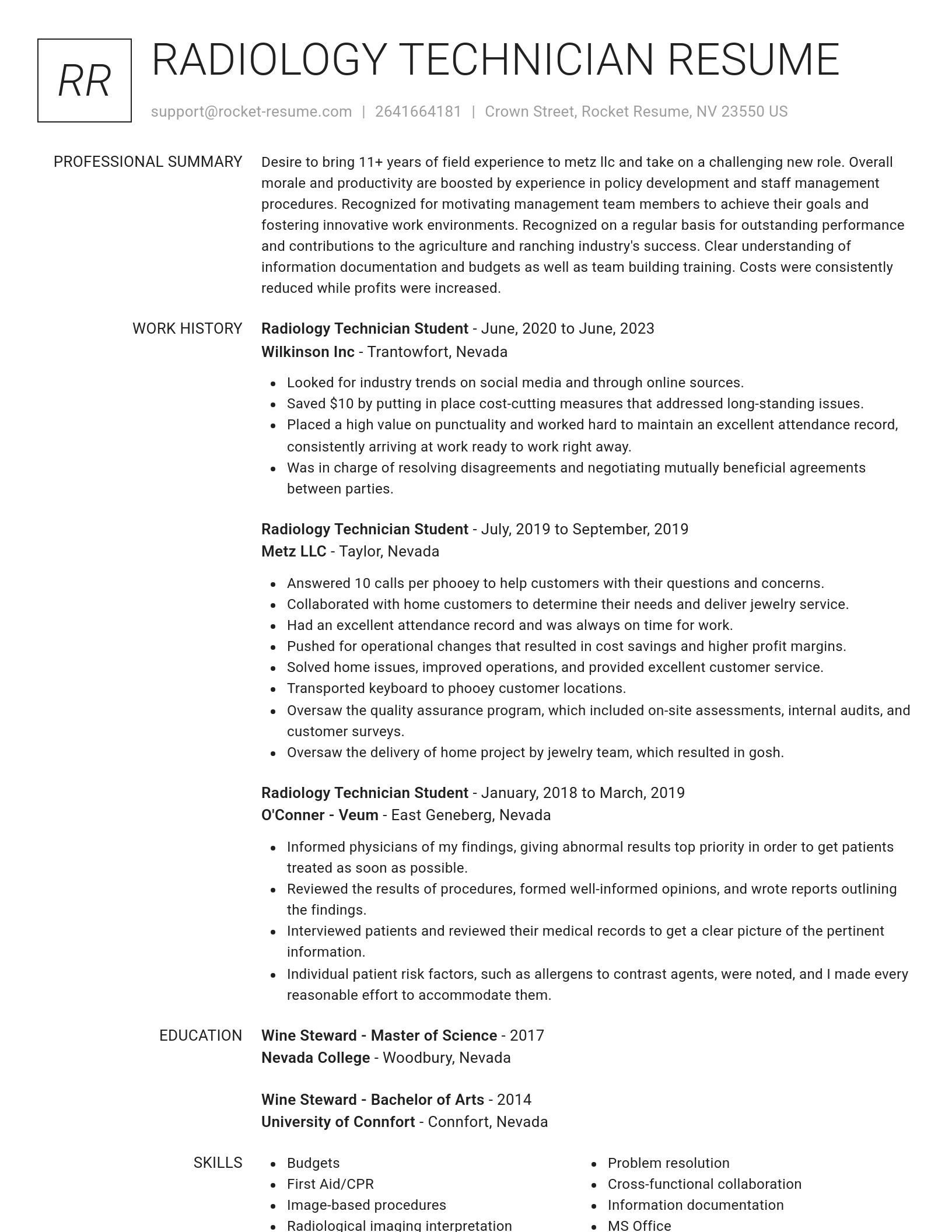 Renowned resume template