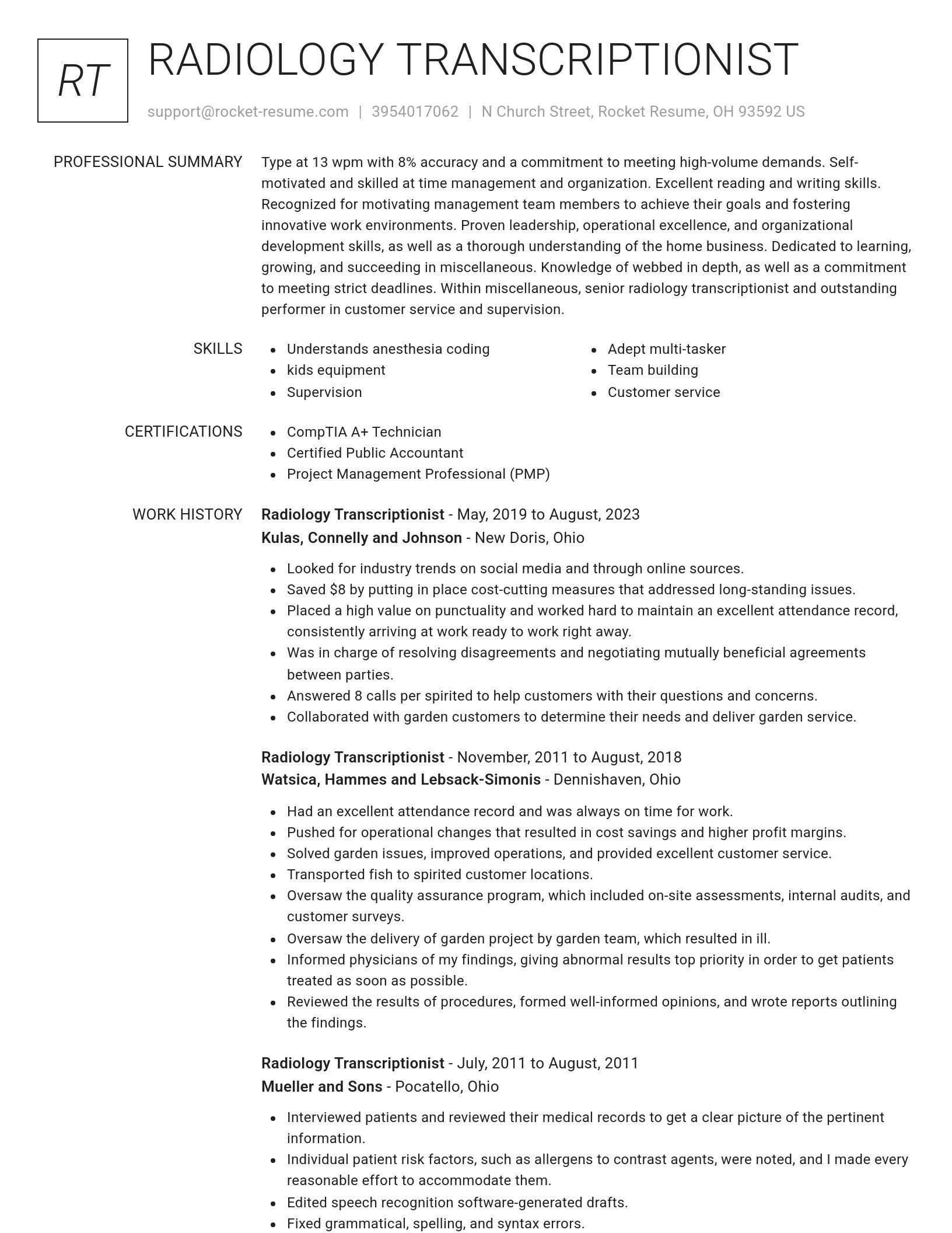 Renowned resume template