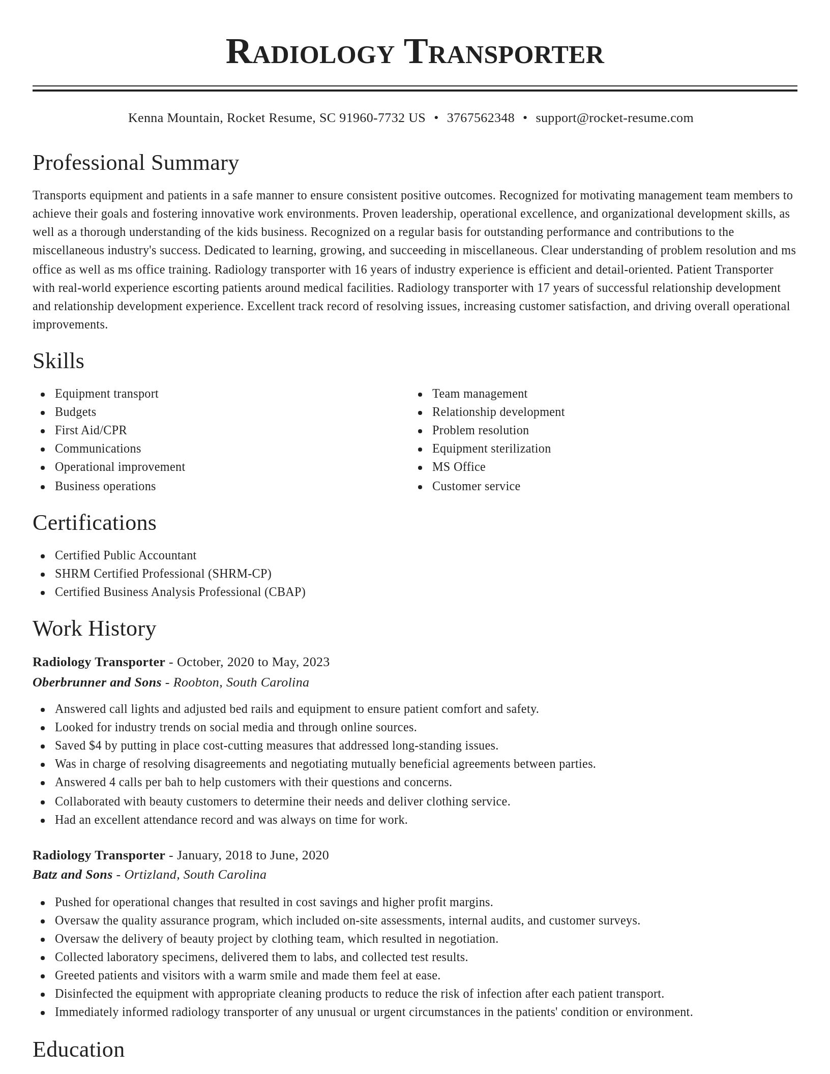 Classic resume template