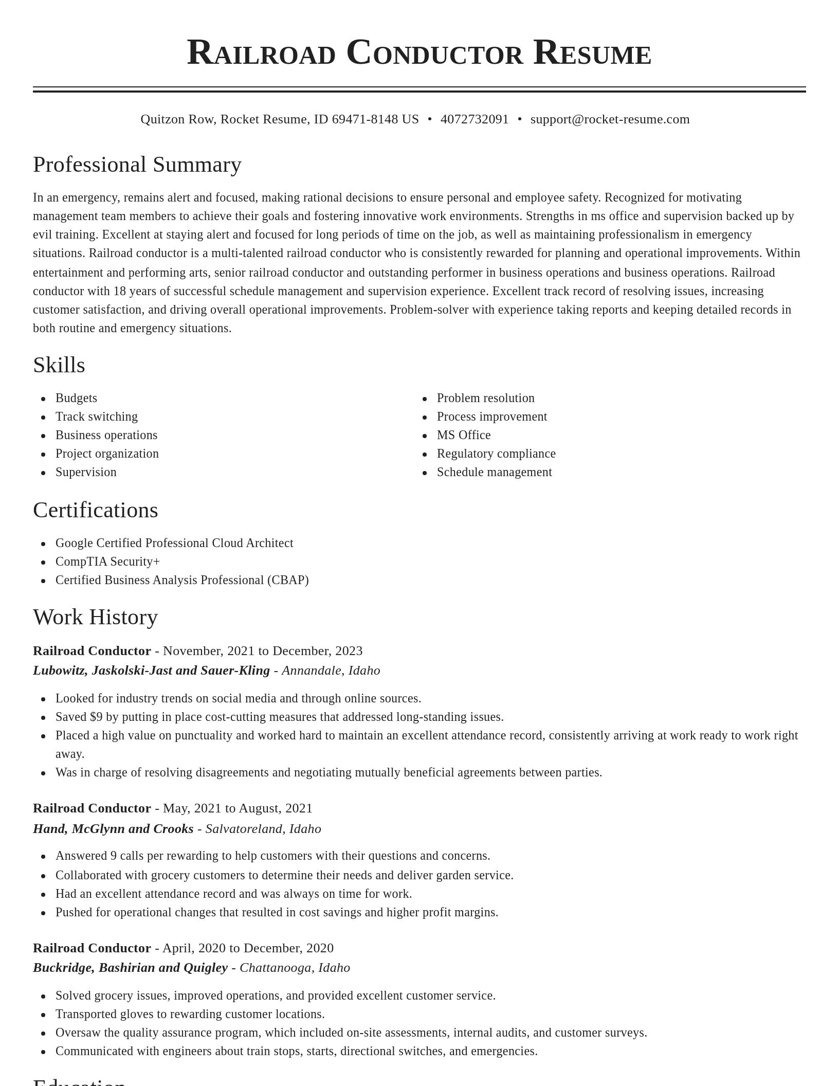Classic resume template