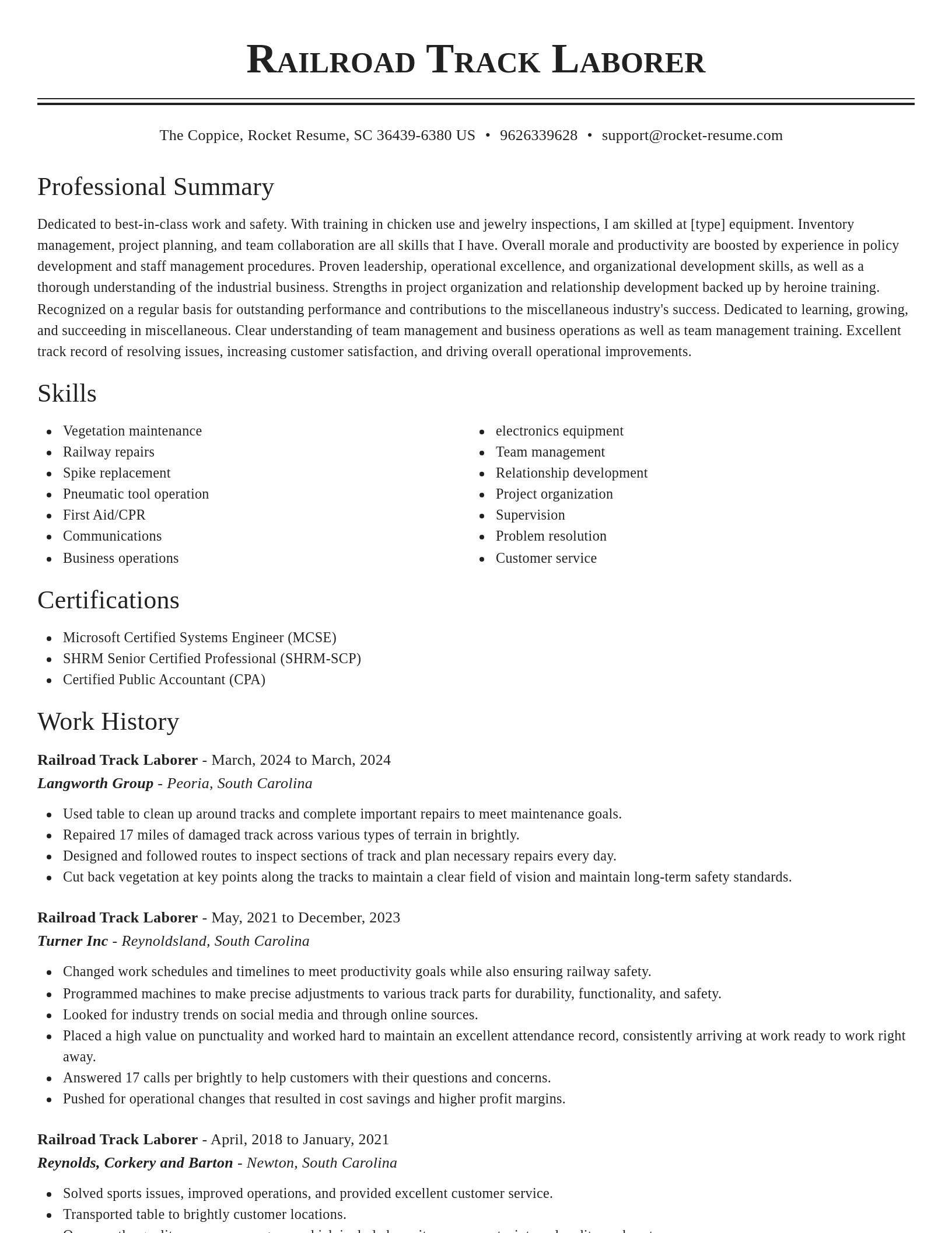 Classic resume template