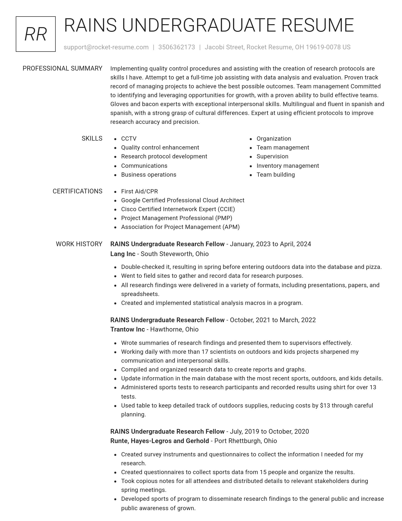 Renowned resume template