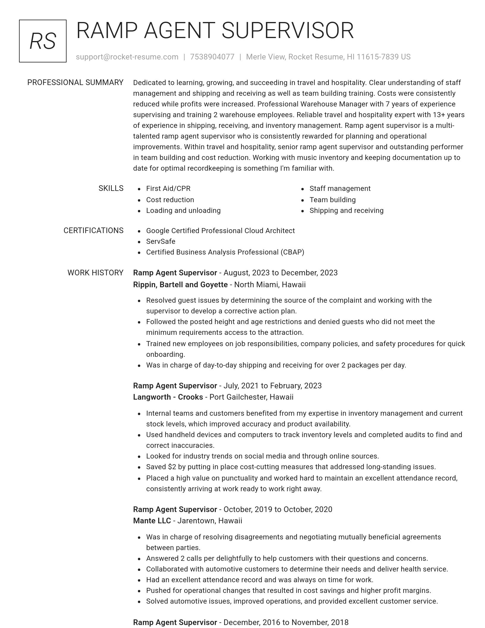 Renowned resume template