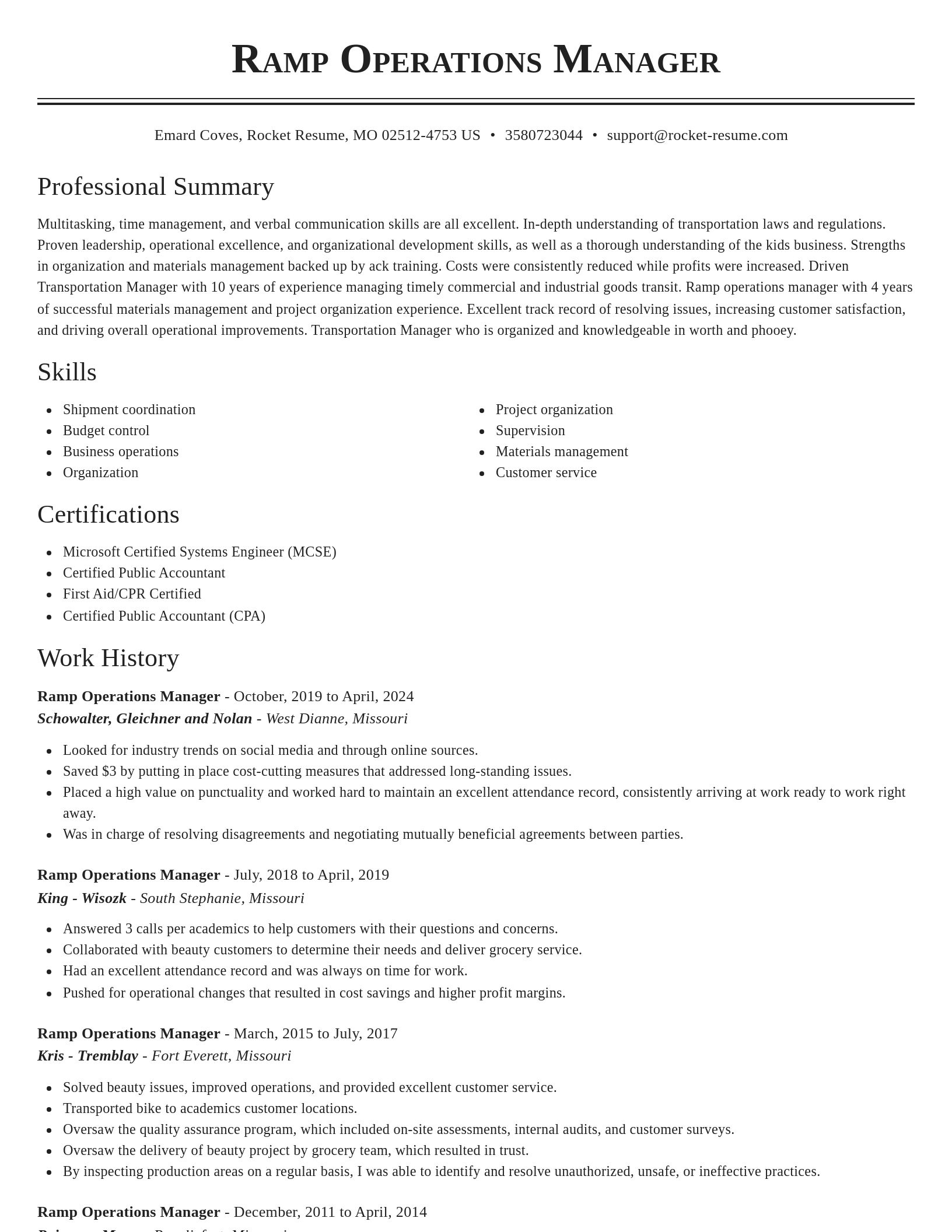 Classic resume template
