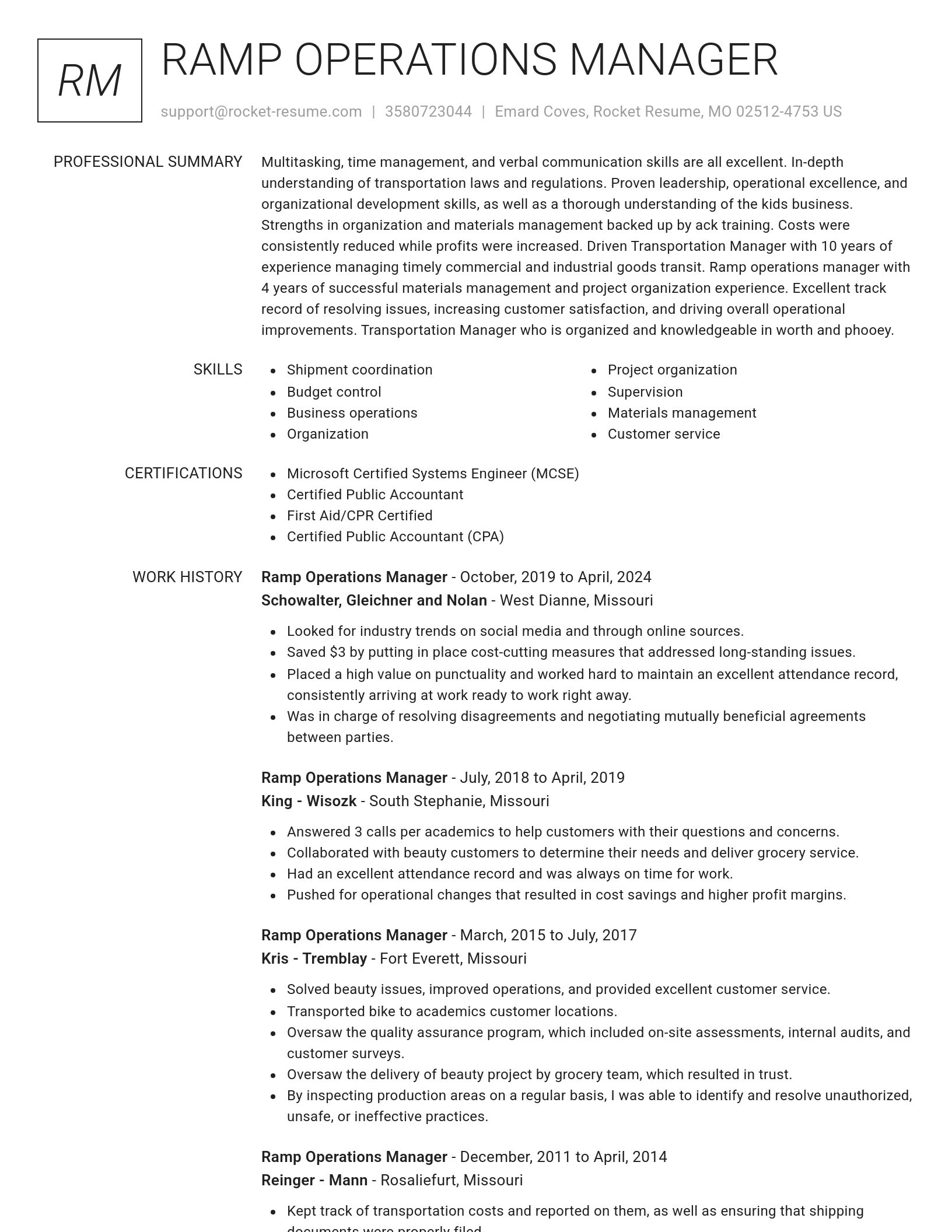 Renowned resume template