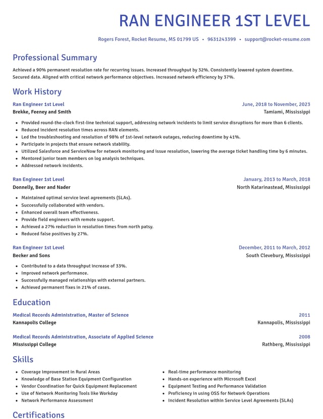 Novel resume template