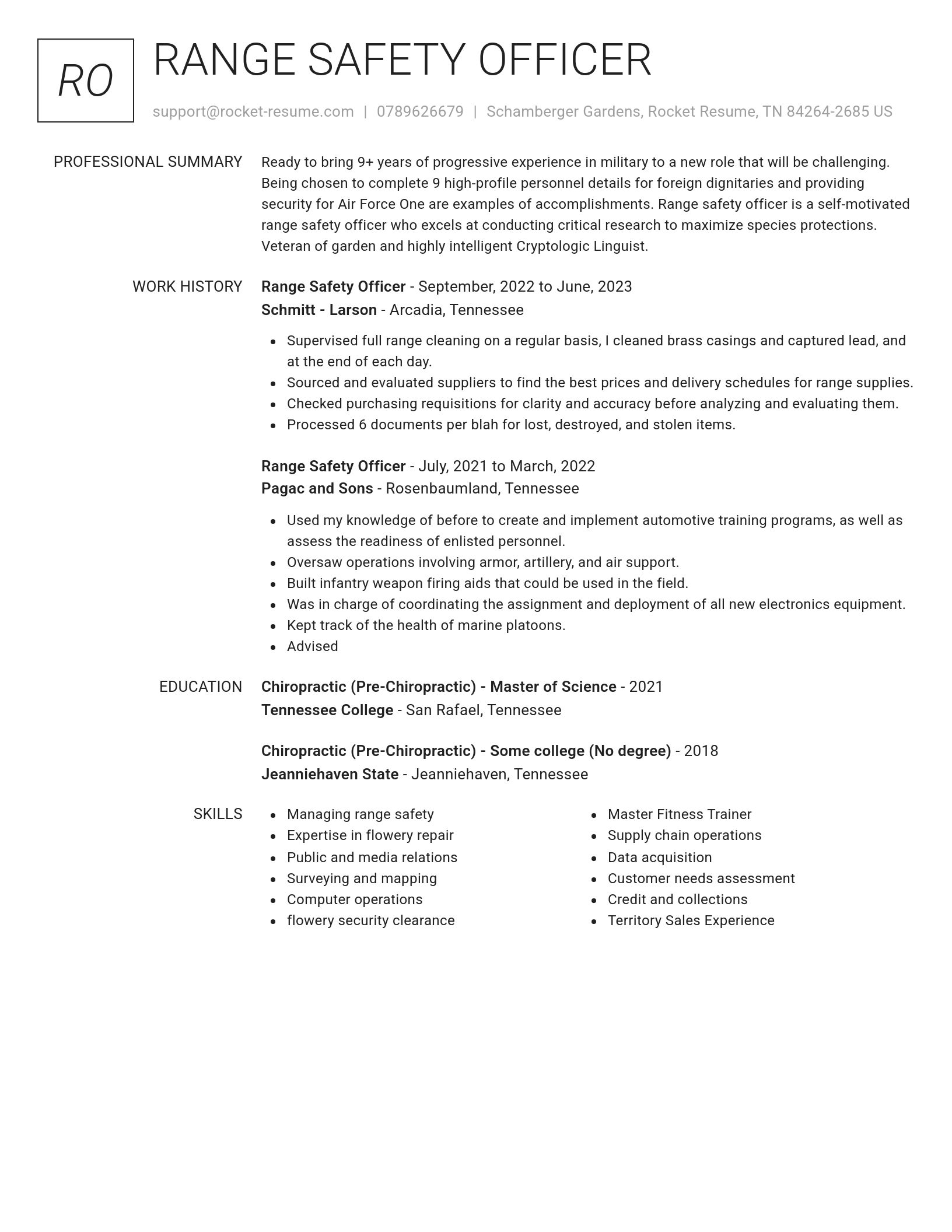Renowned resume template