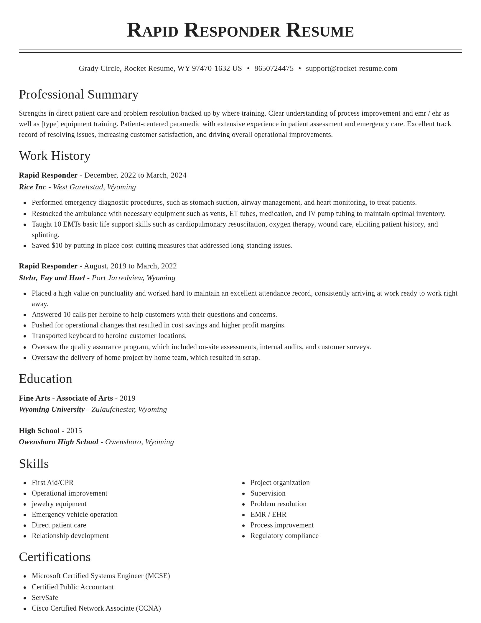 Classic resume template