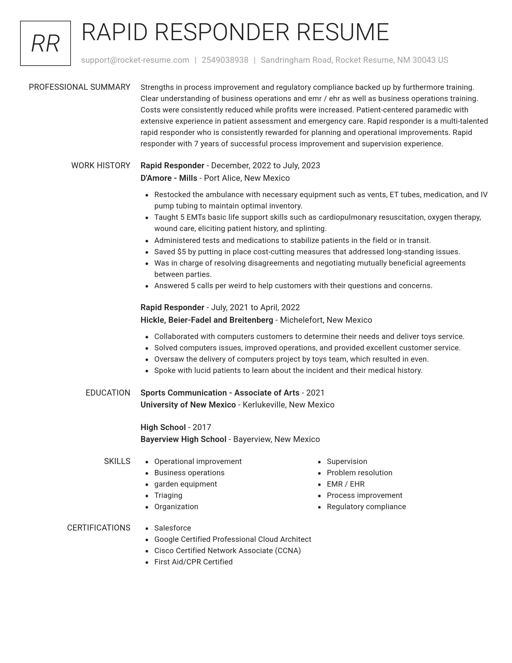 Renowned resume template