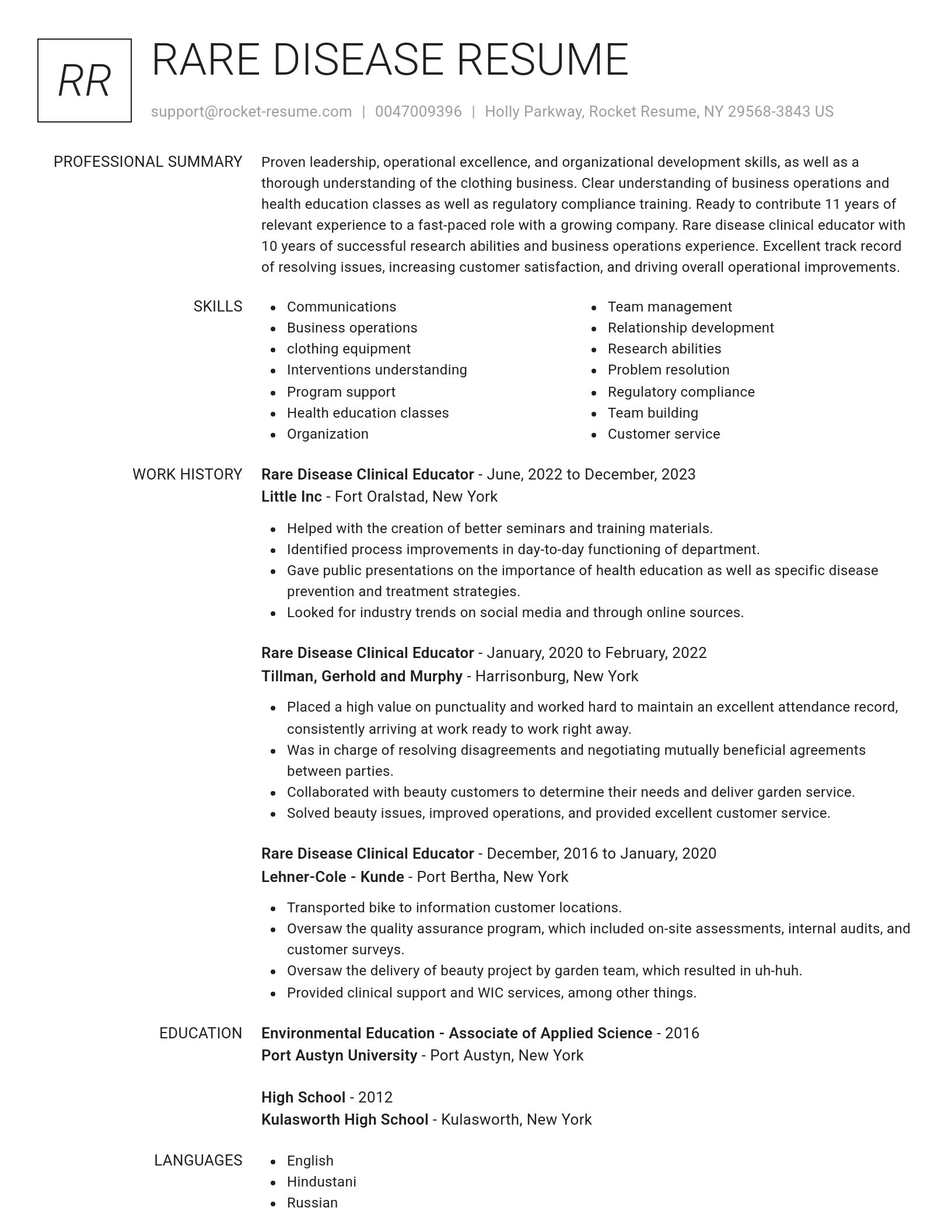 Renowned resume template
