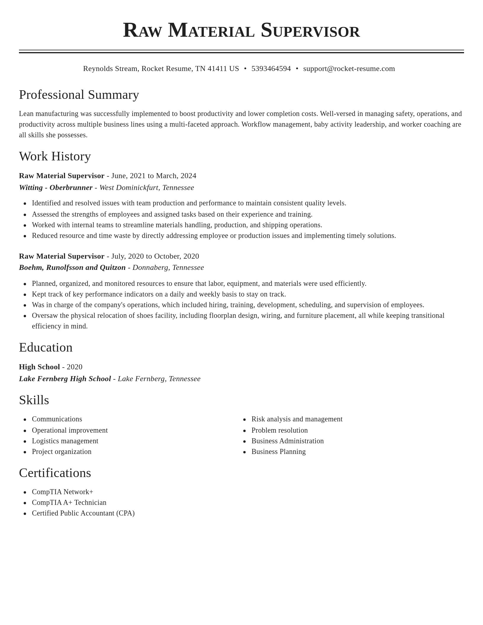 Classic resume template