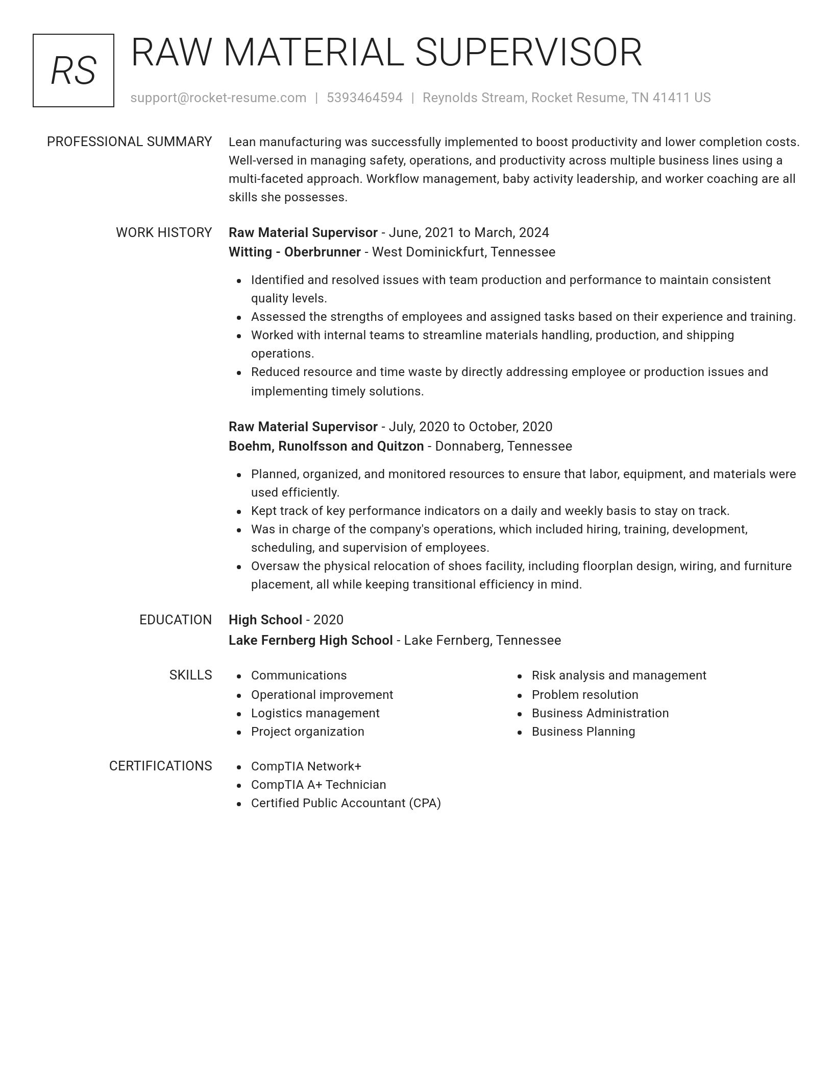 Renowned resume template