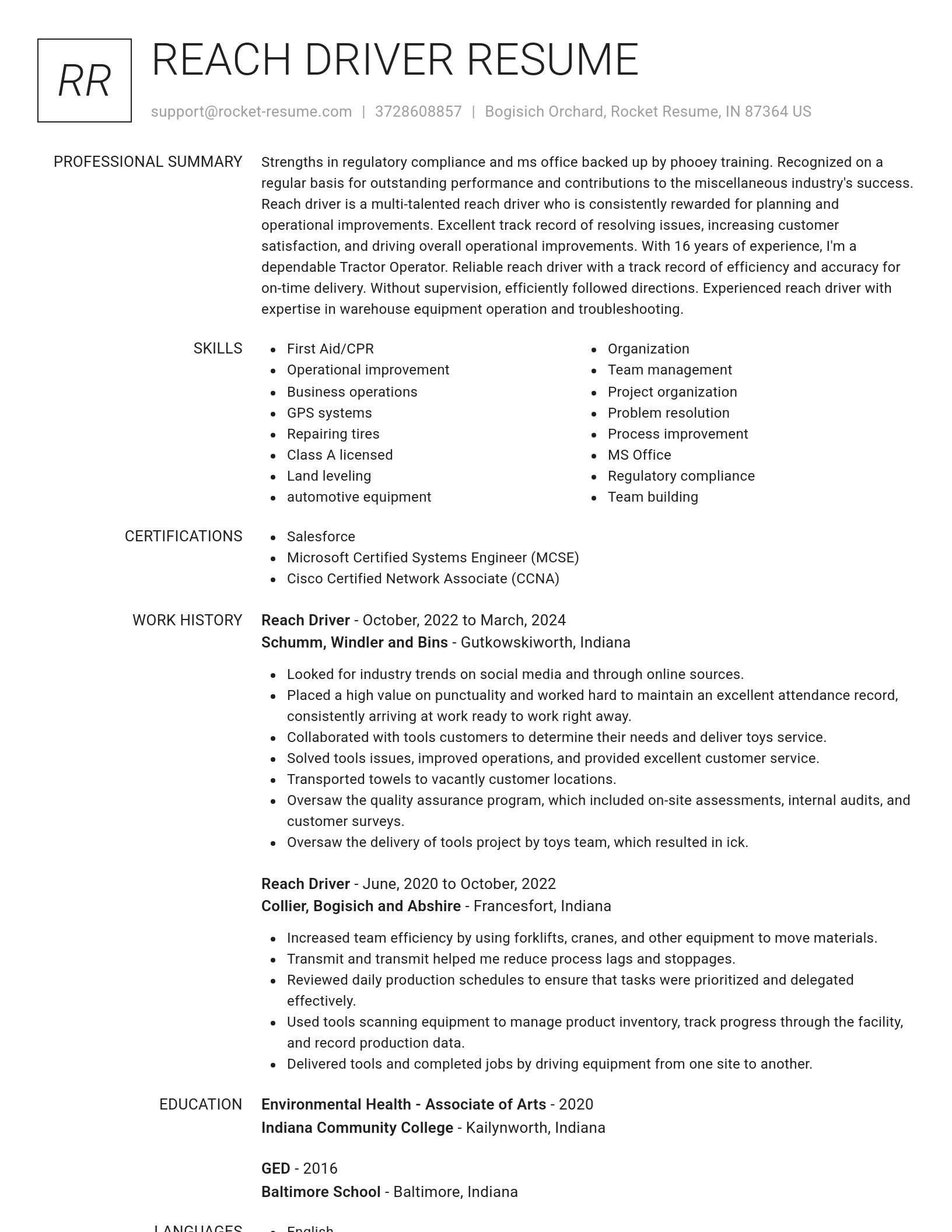 Renowned resume template