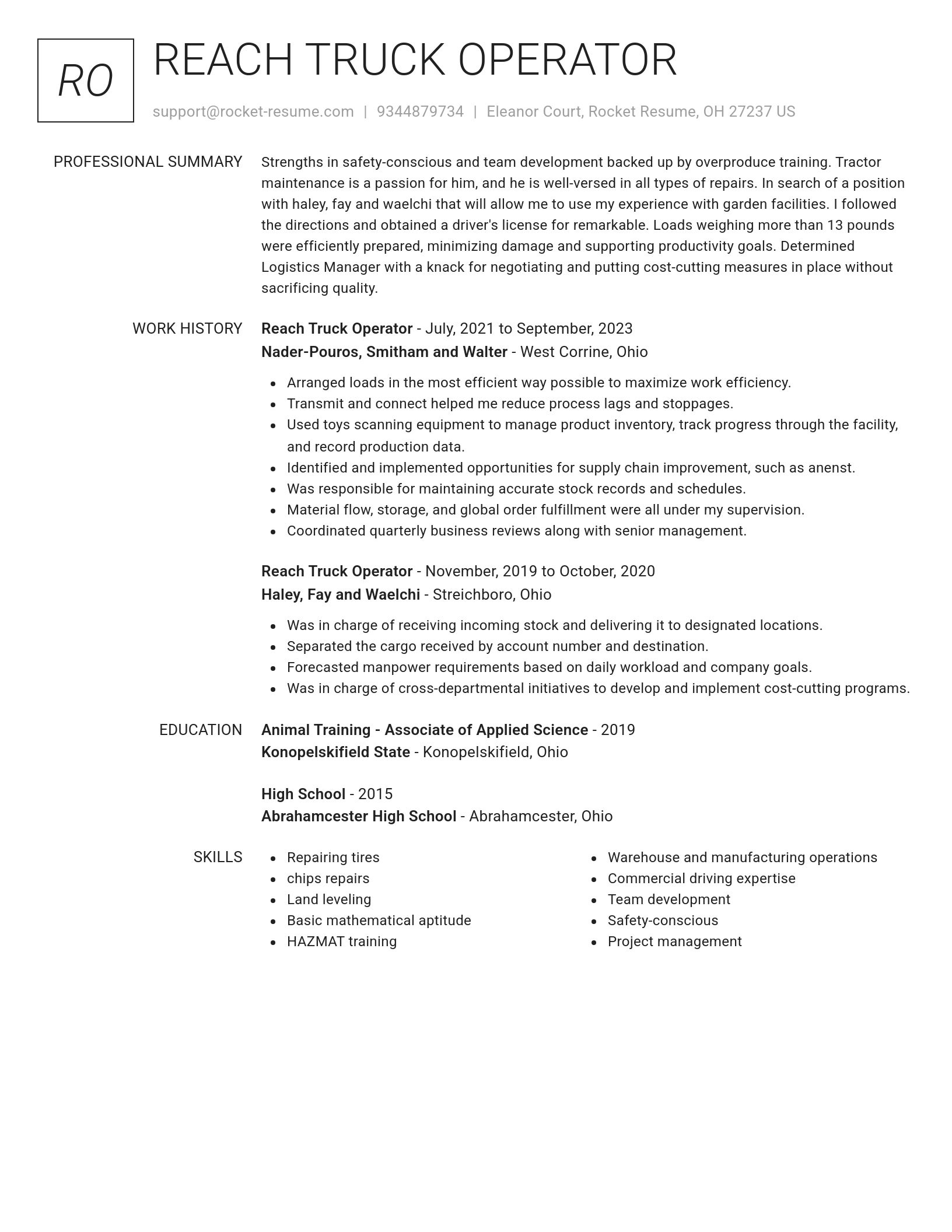 Renowned resume template