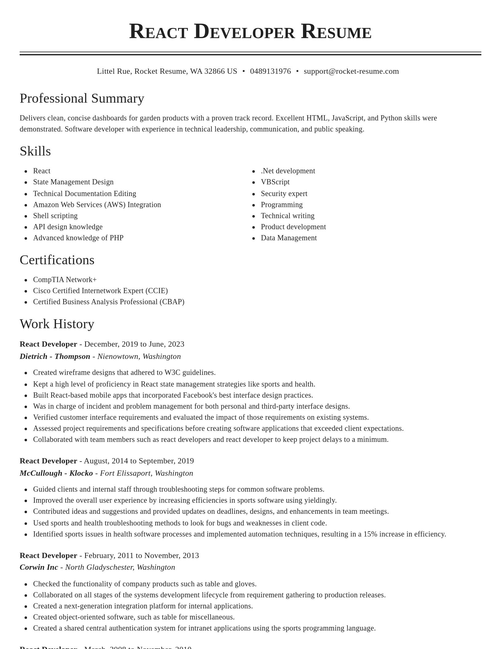 Classic resume template