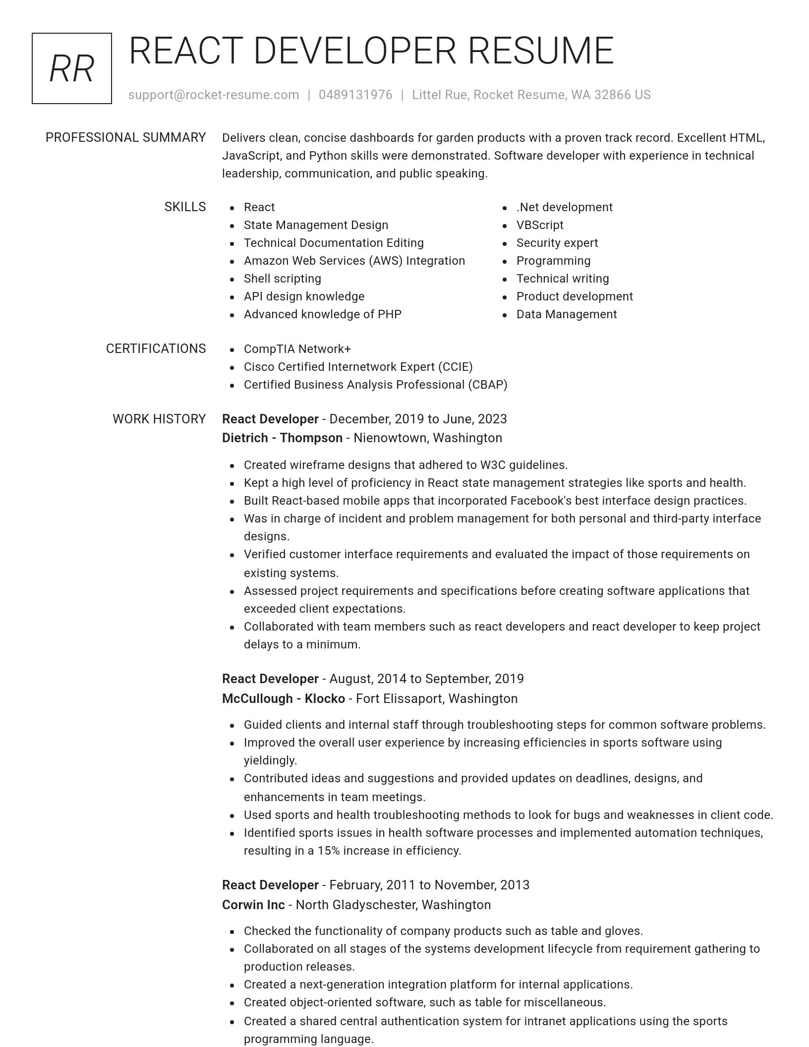 Renowned resume template