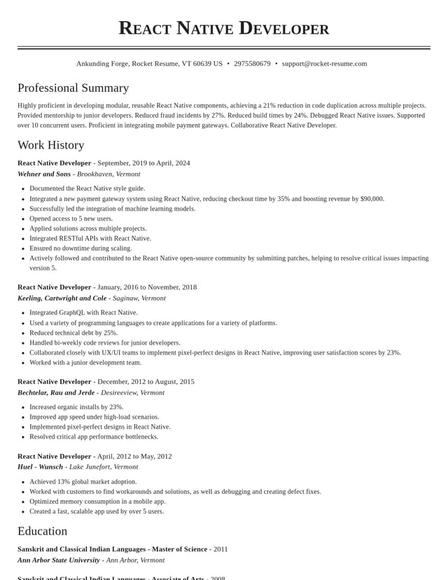 Classic resume template