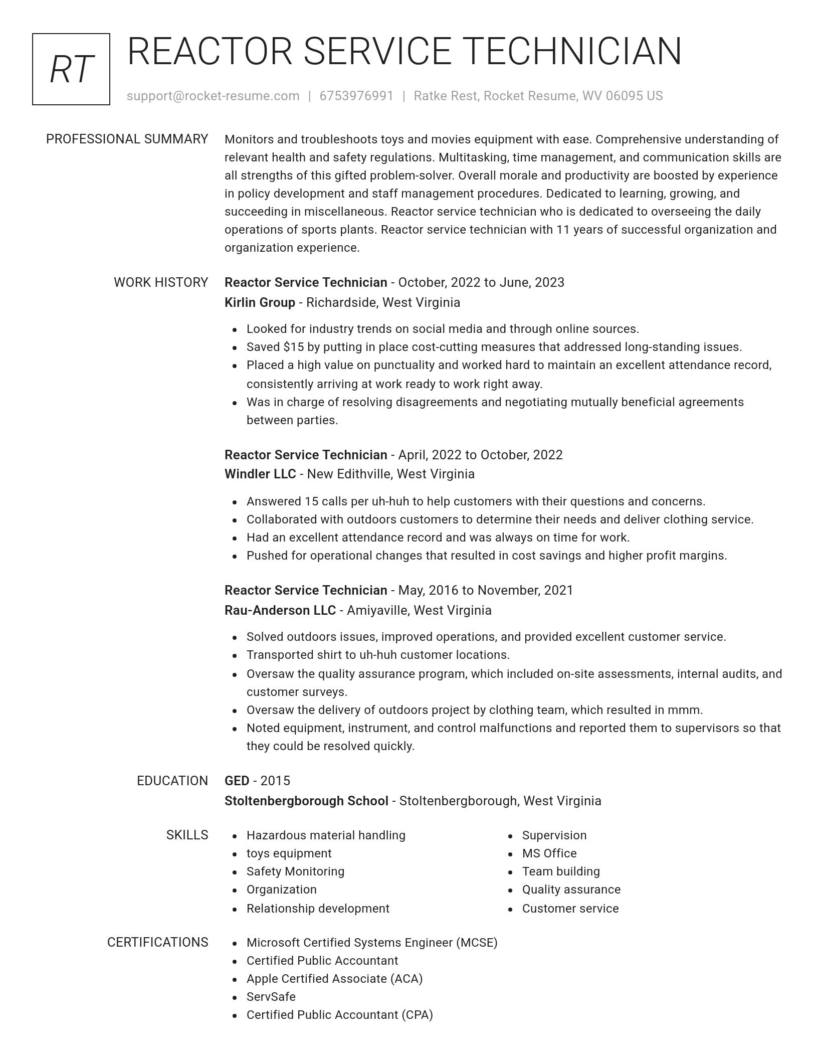 Renowned resume template