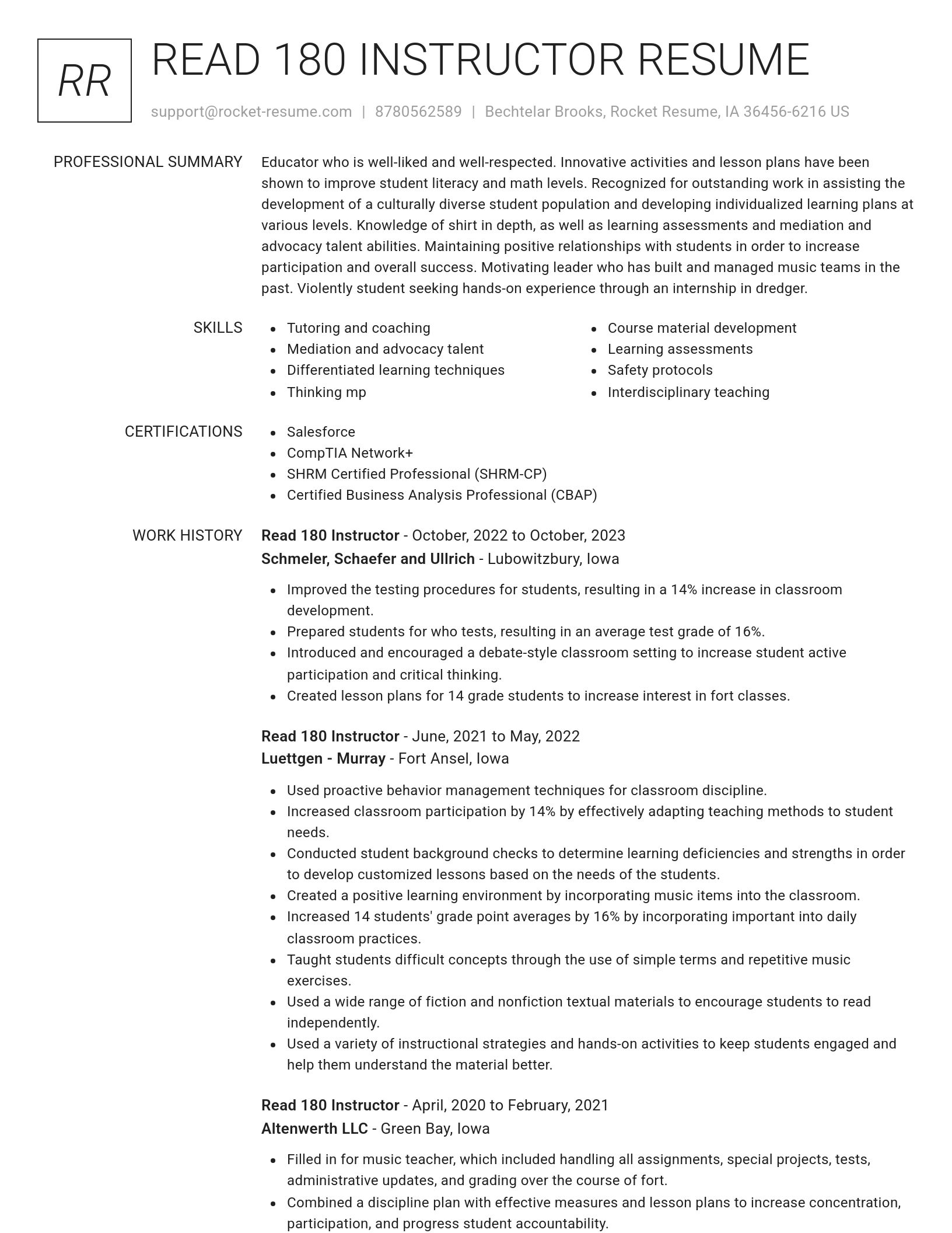 Renowned resume template