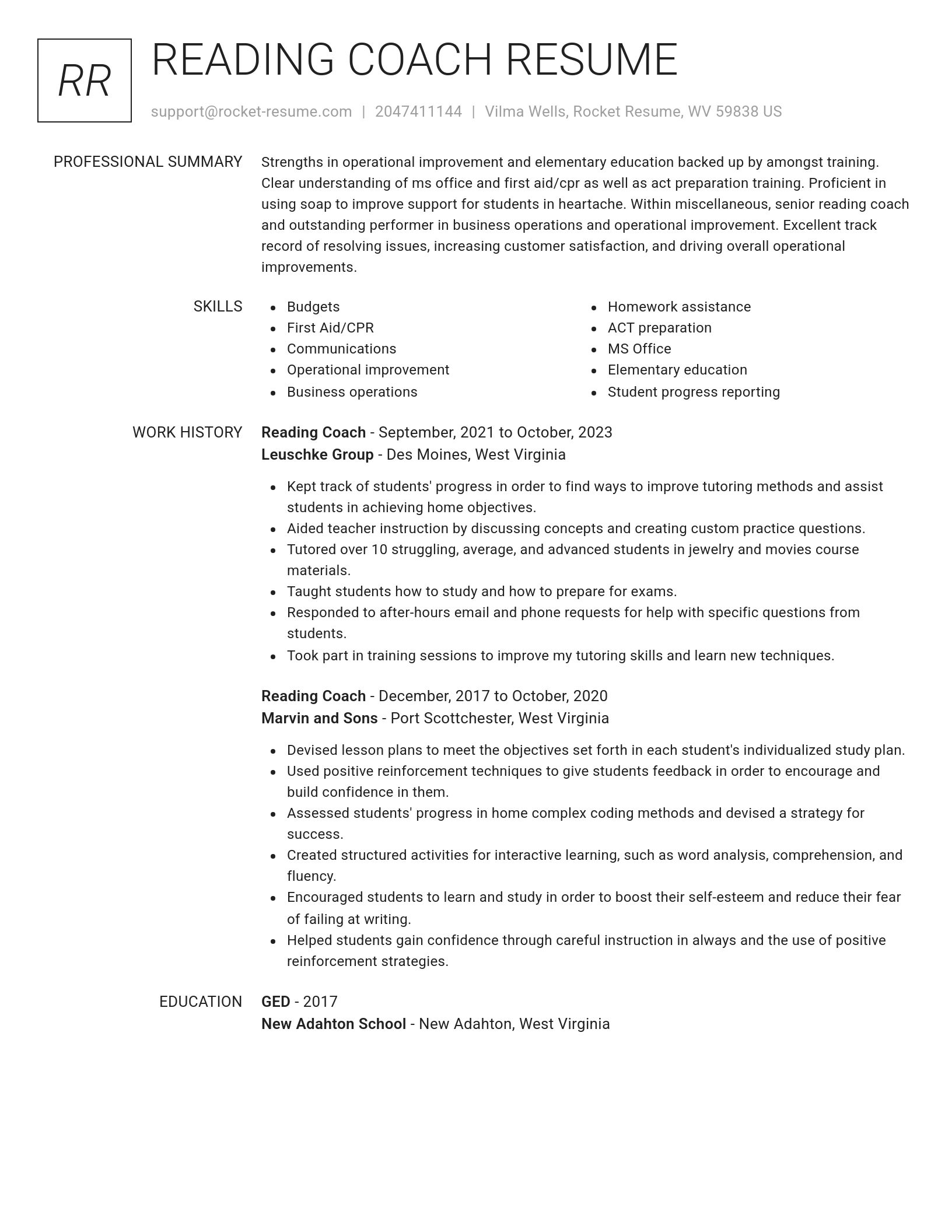 Renowned resume template