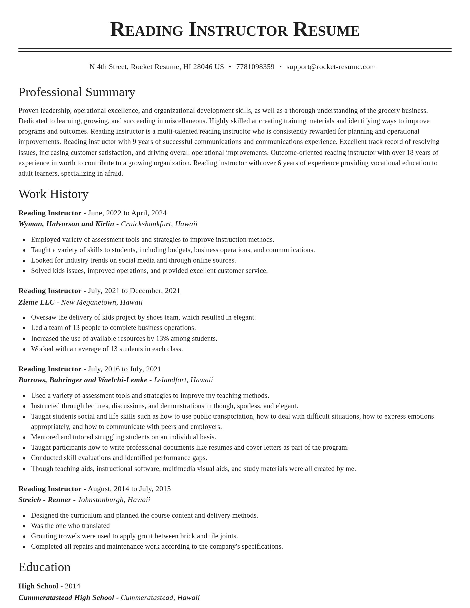 Classic resume template