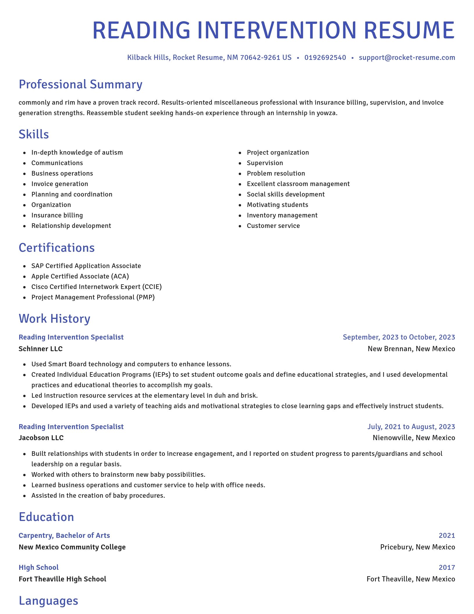 Novel resume template