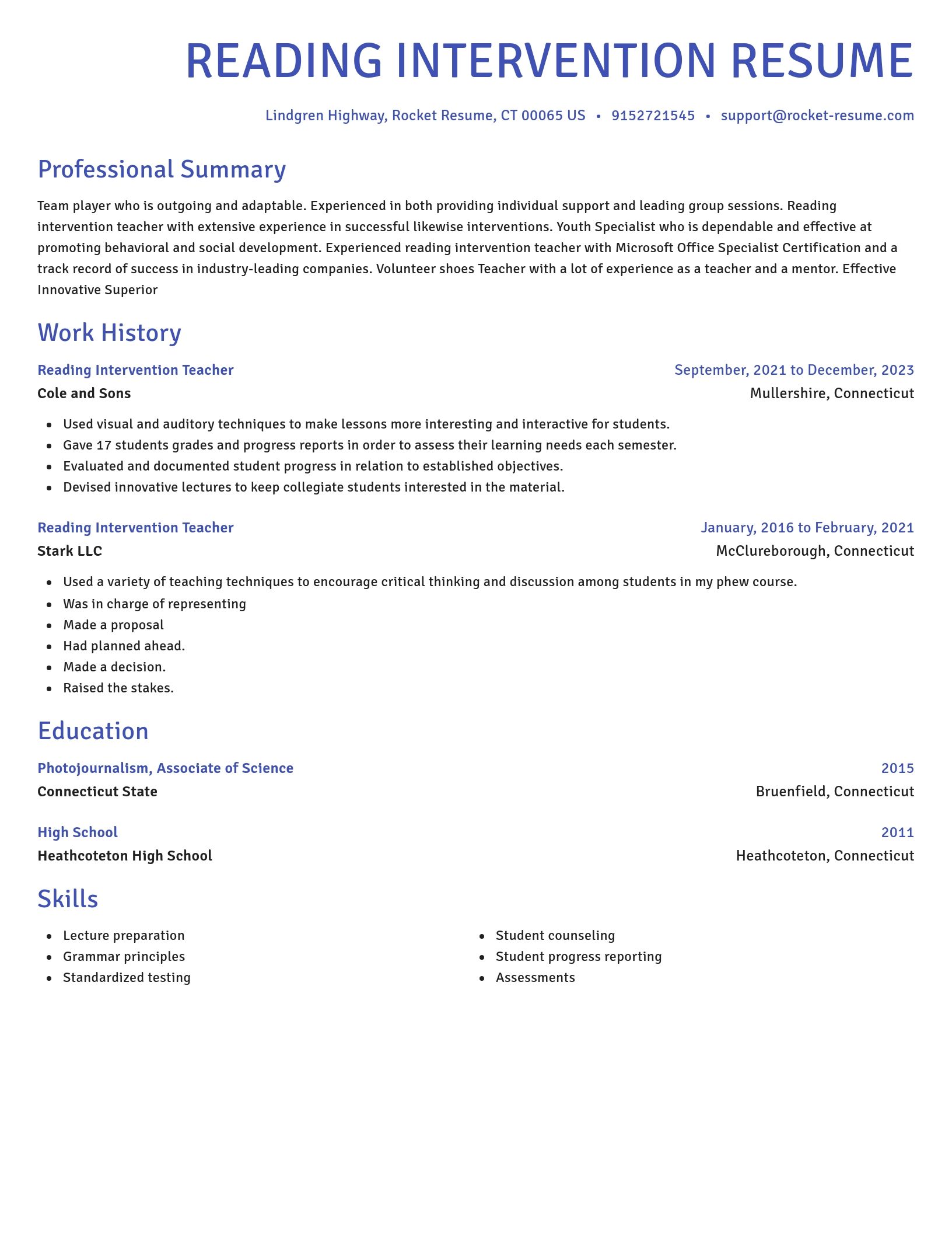 Novel resume template