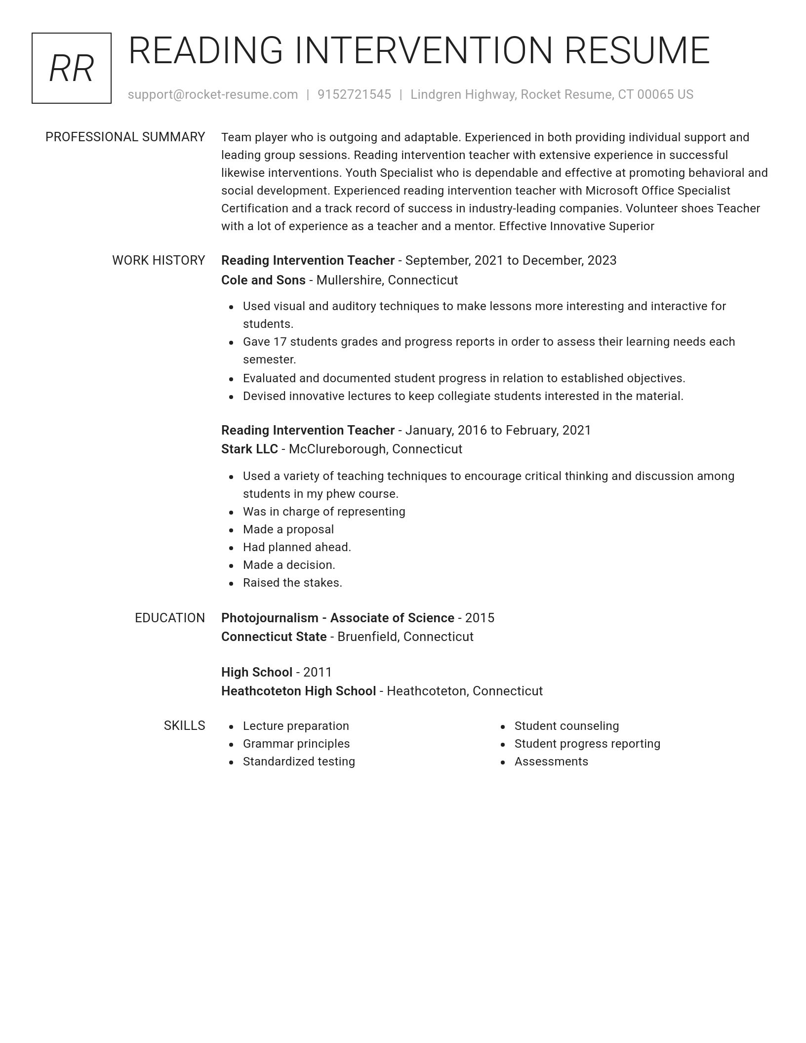 Renowned resume template