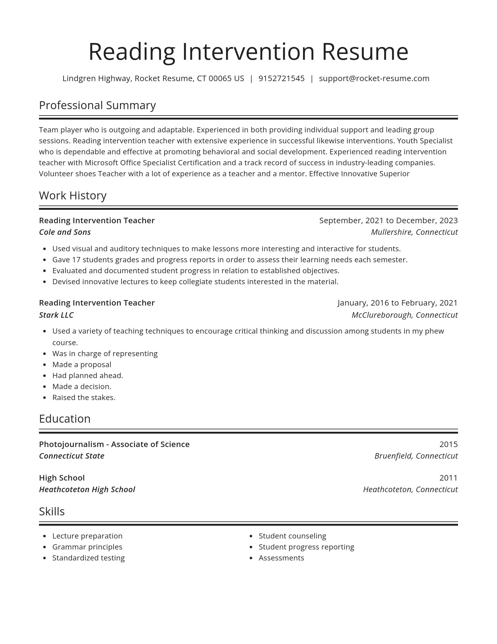 Spotlight resume template