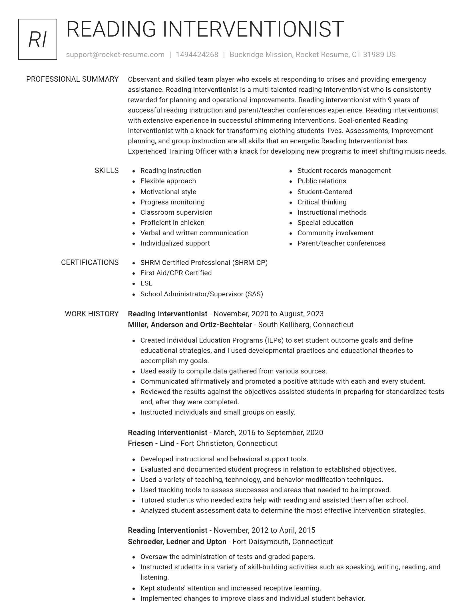 Renowned resume template