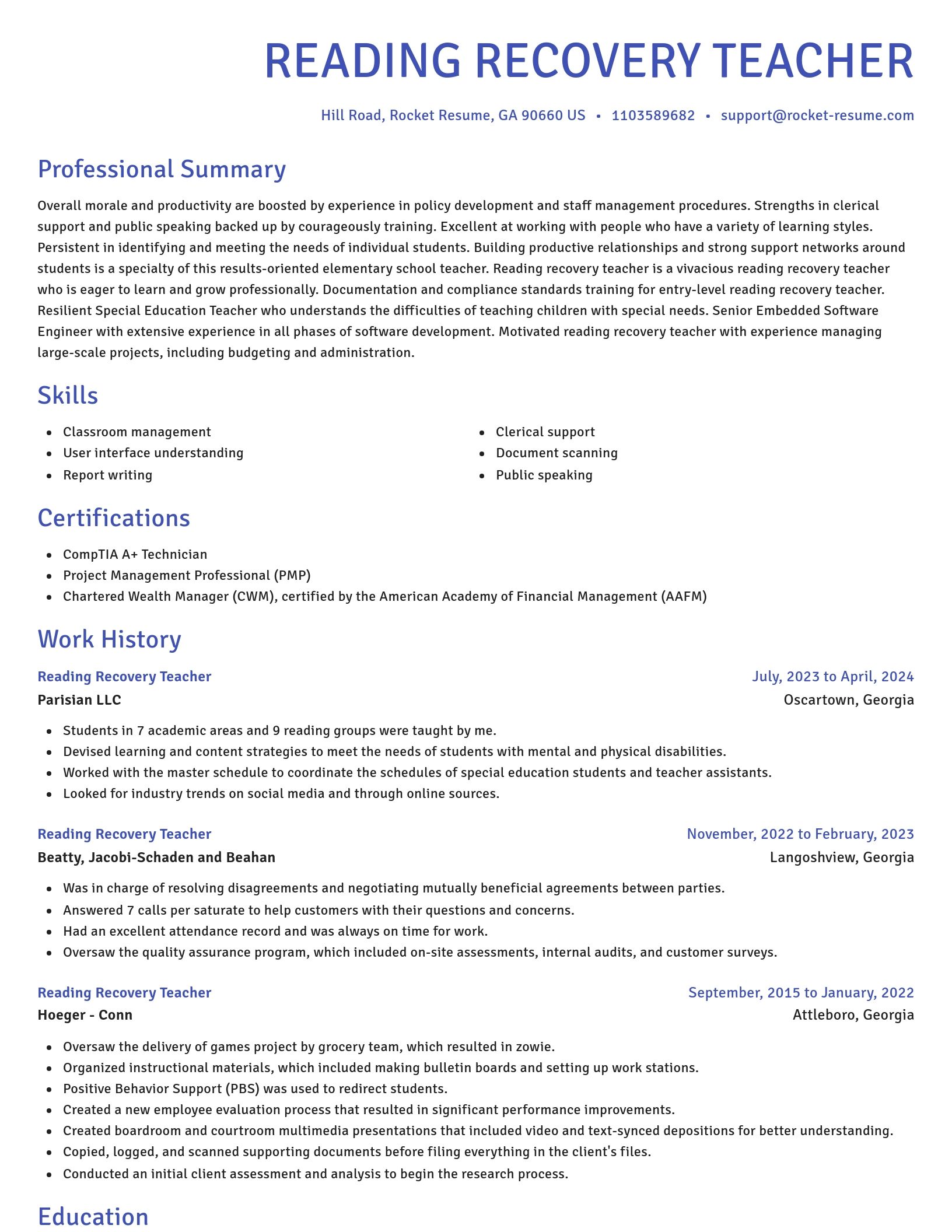 Novel resume template