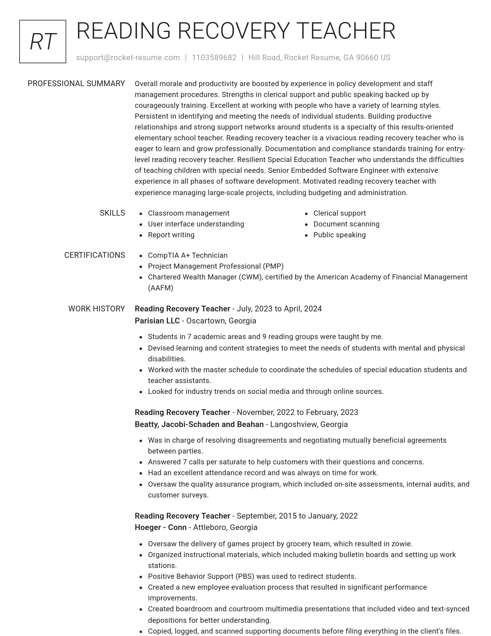 Renowned resume template