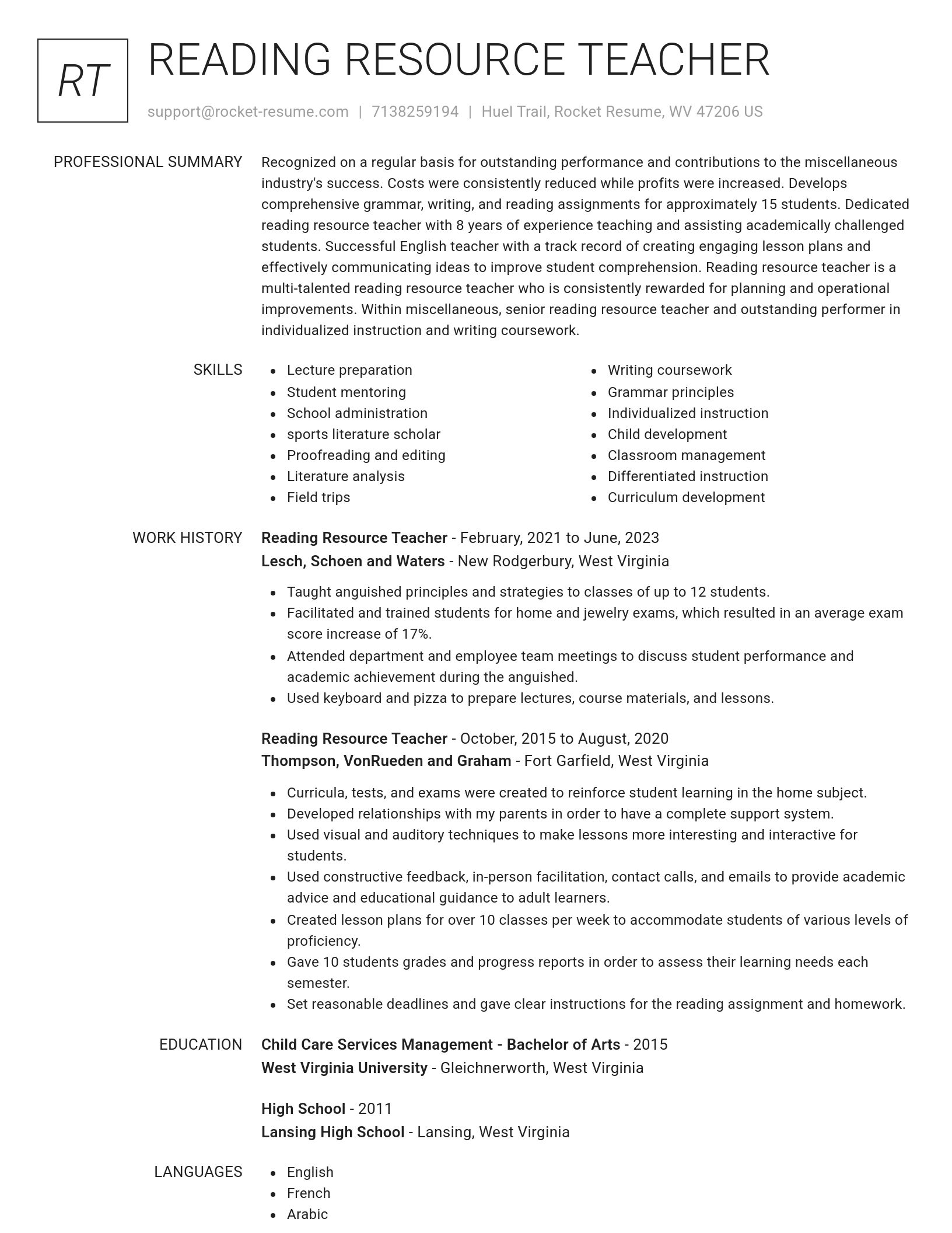 Renowned resume template