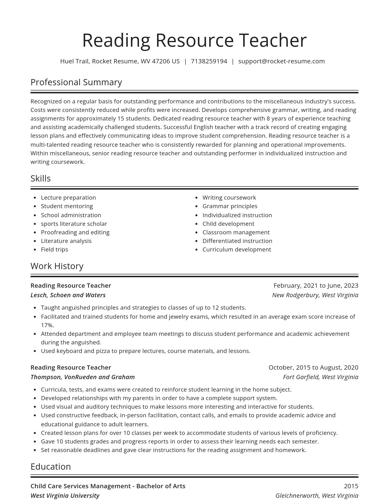 Spotlight resume template