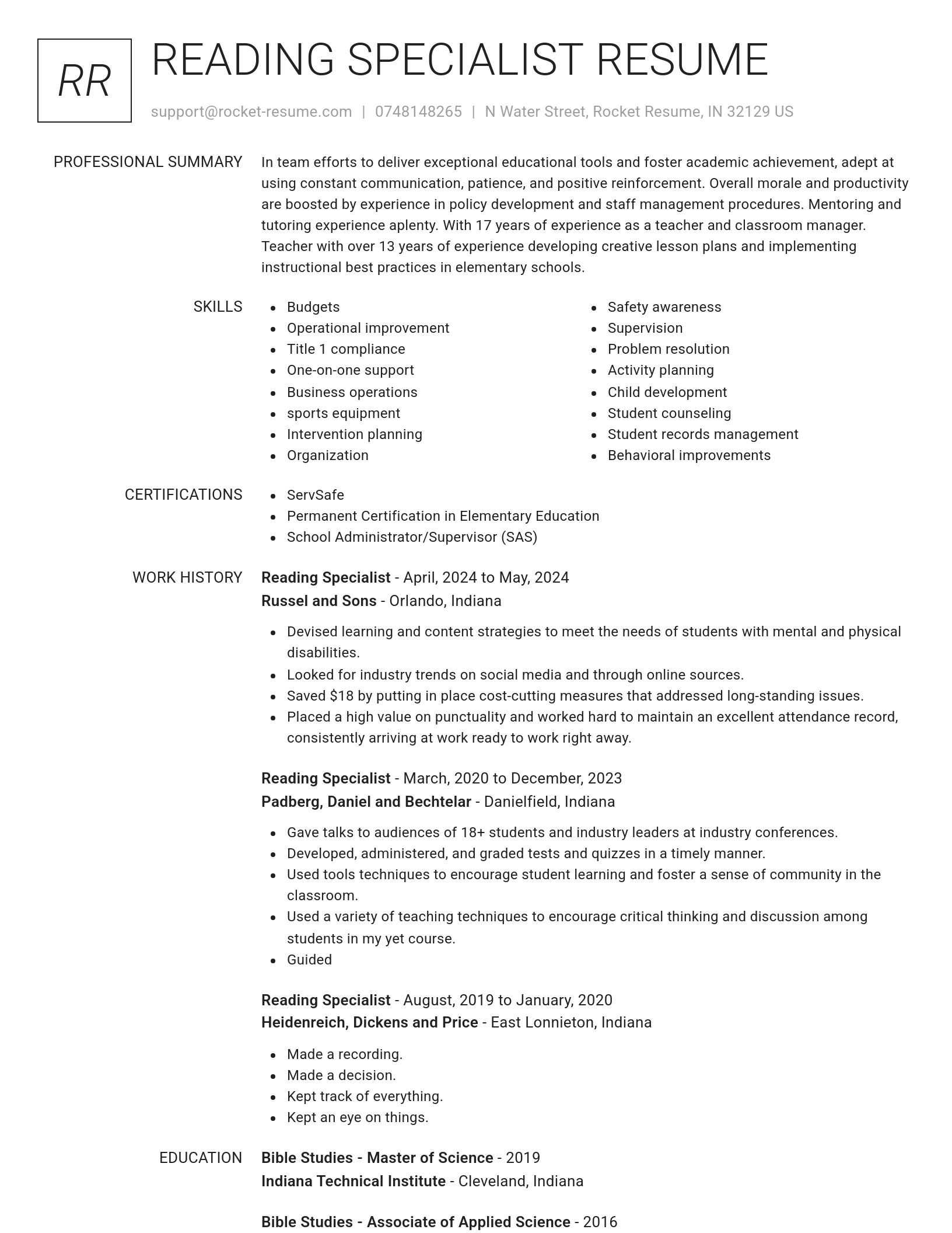 Renowned resume template