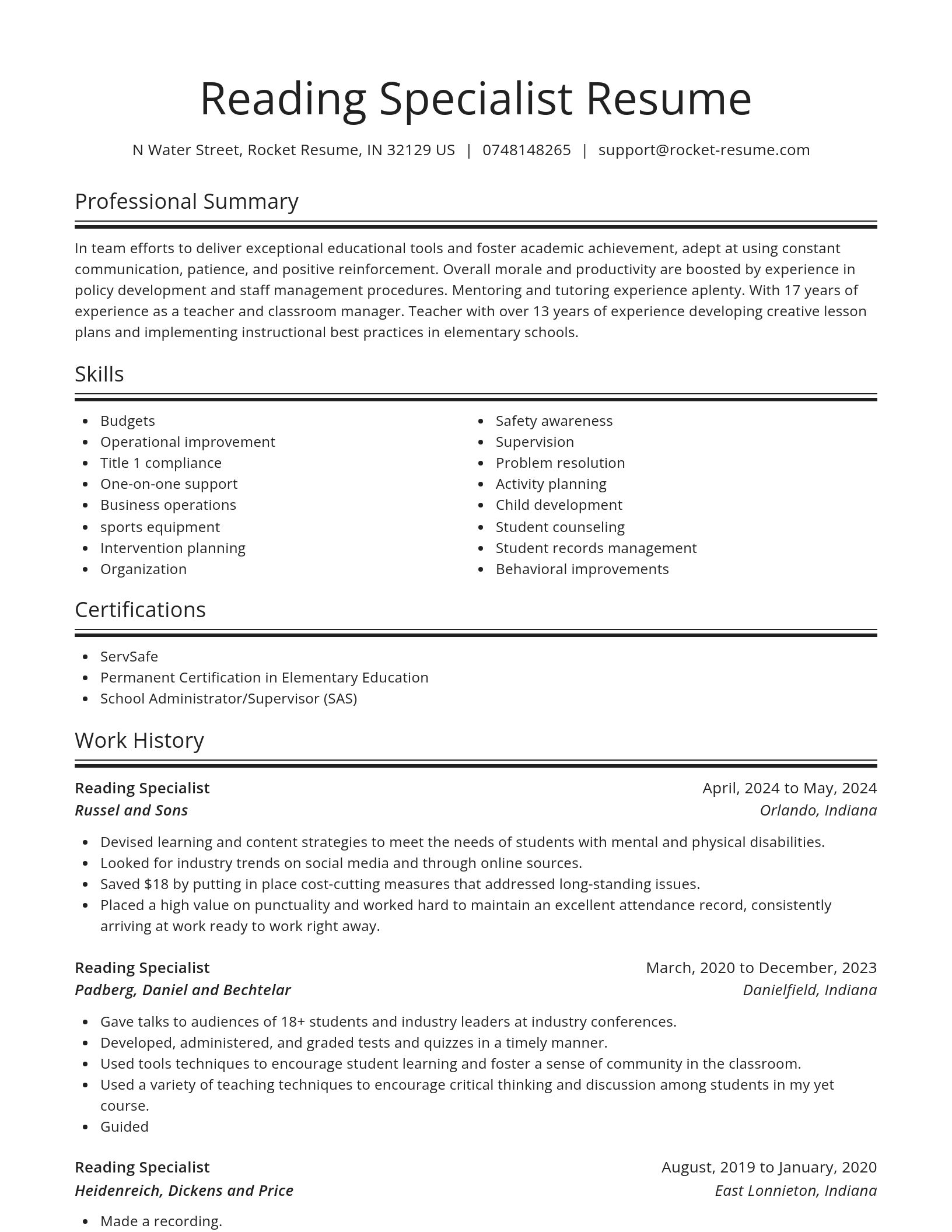 Spotlight resume template