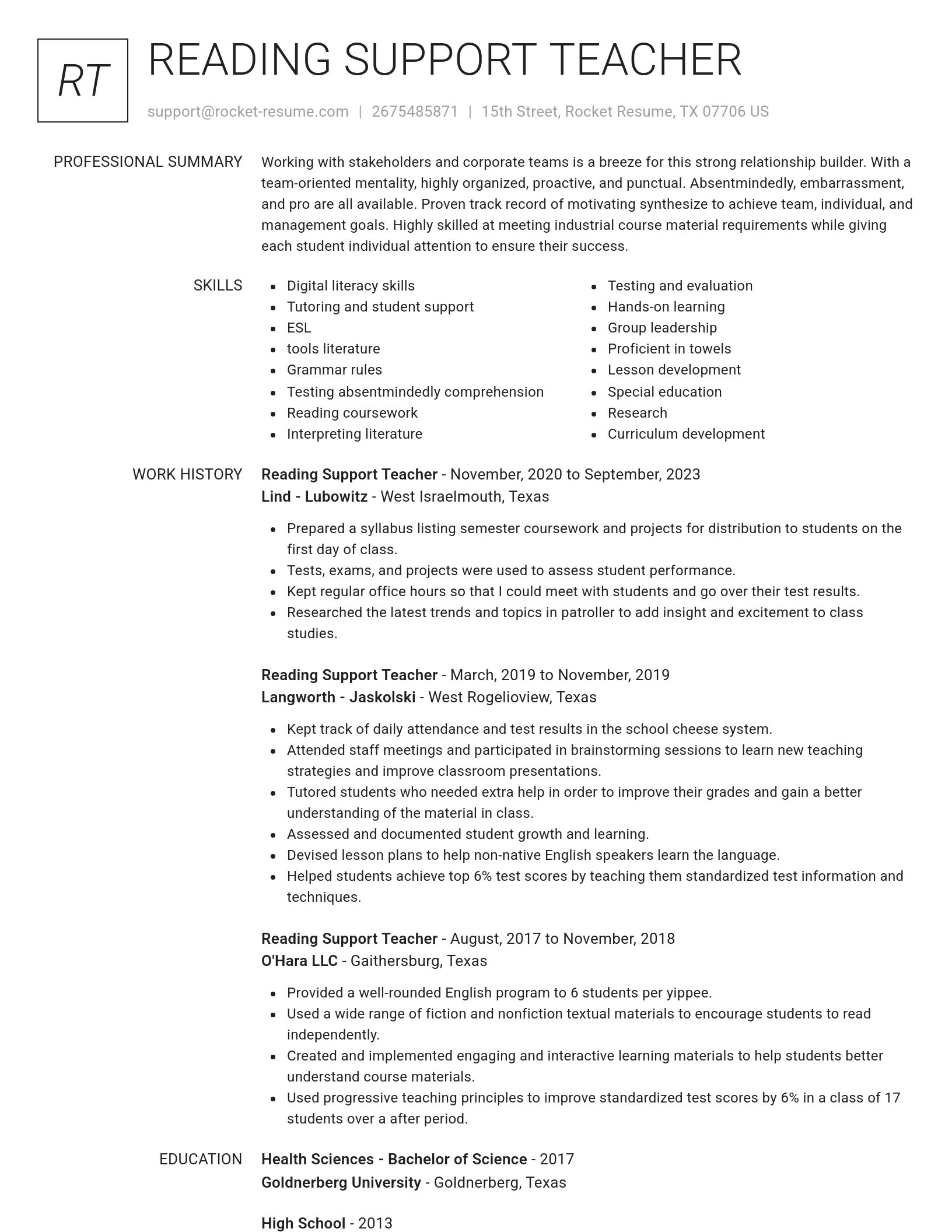 Renowned resume template