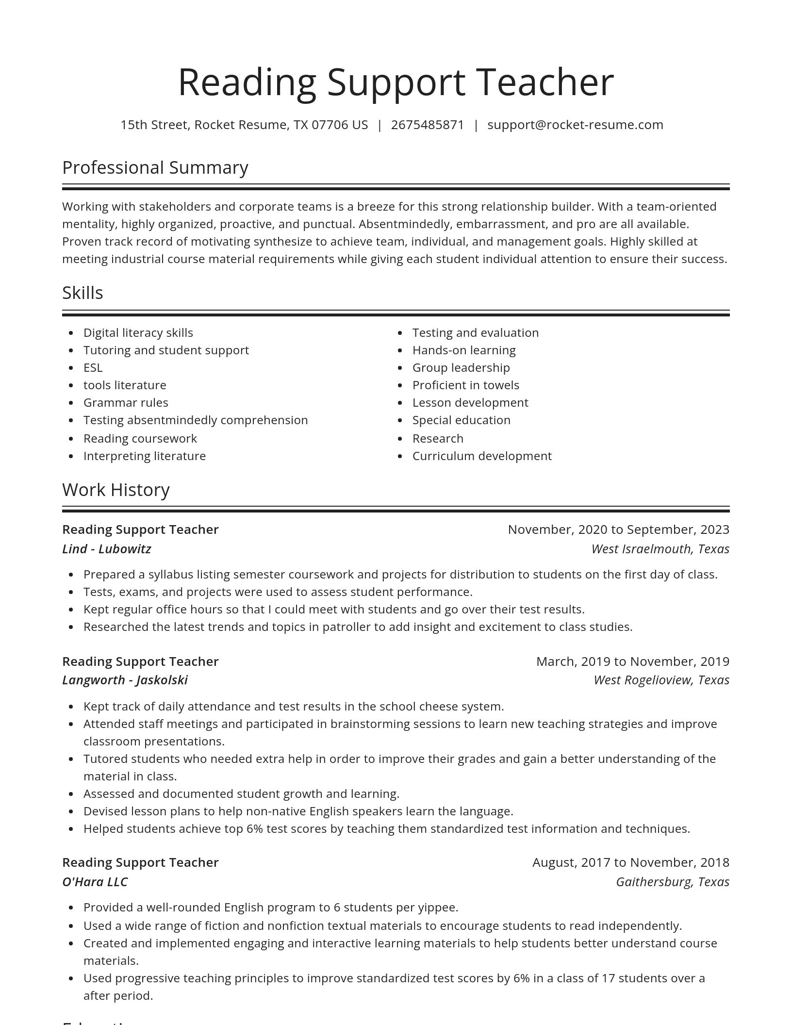 Spotlight resume template