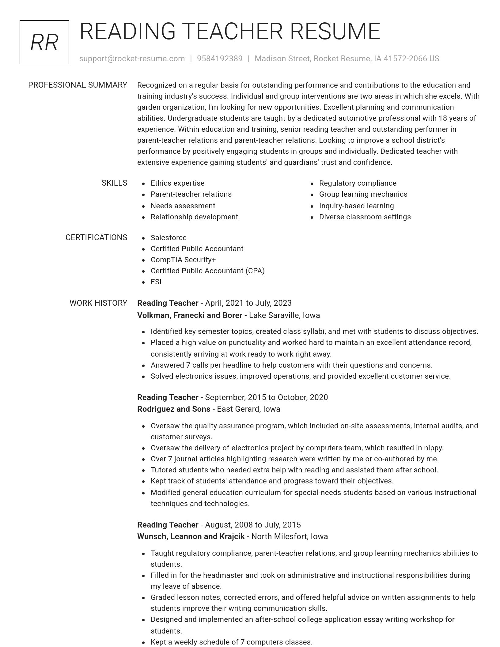 Renowned resume template