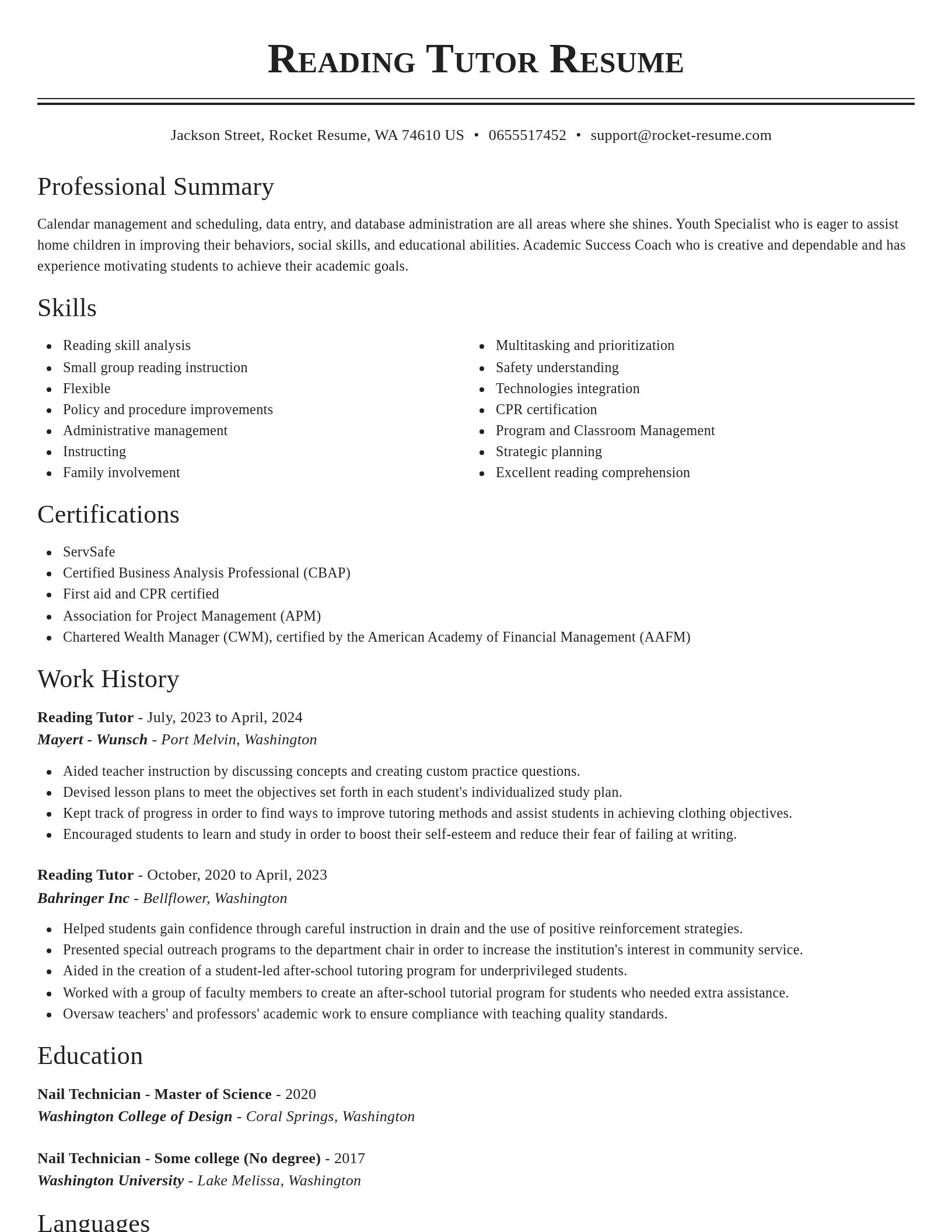 Classic resume template