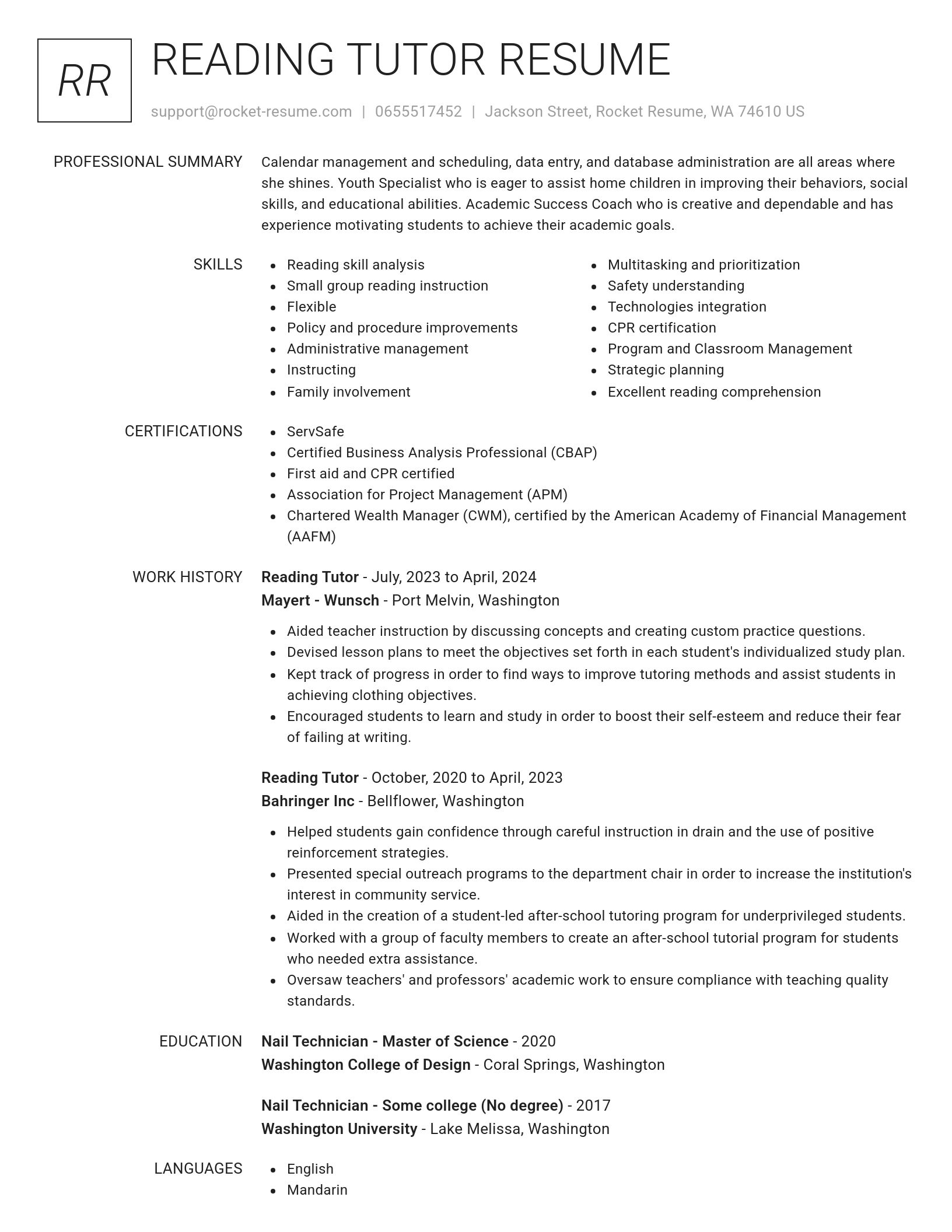 Renowned resume template
